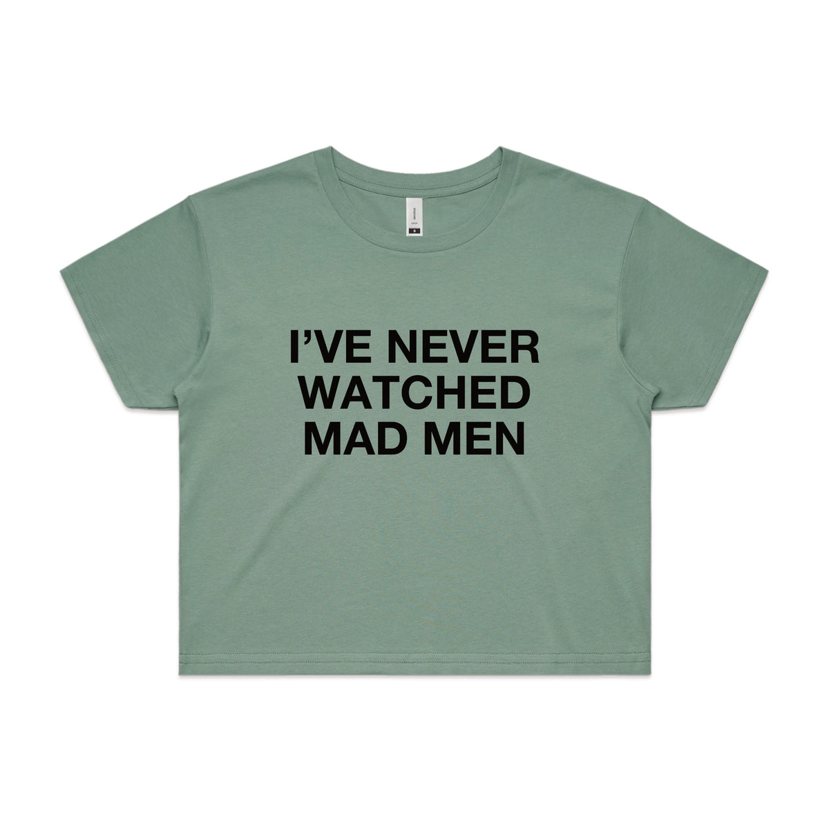 Sage crop top with Mad Men TV design from Lonely Kids Club