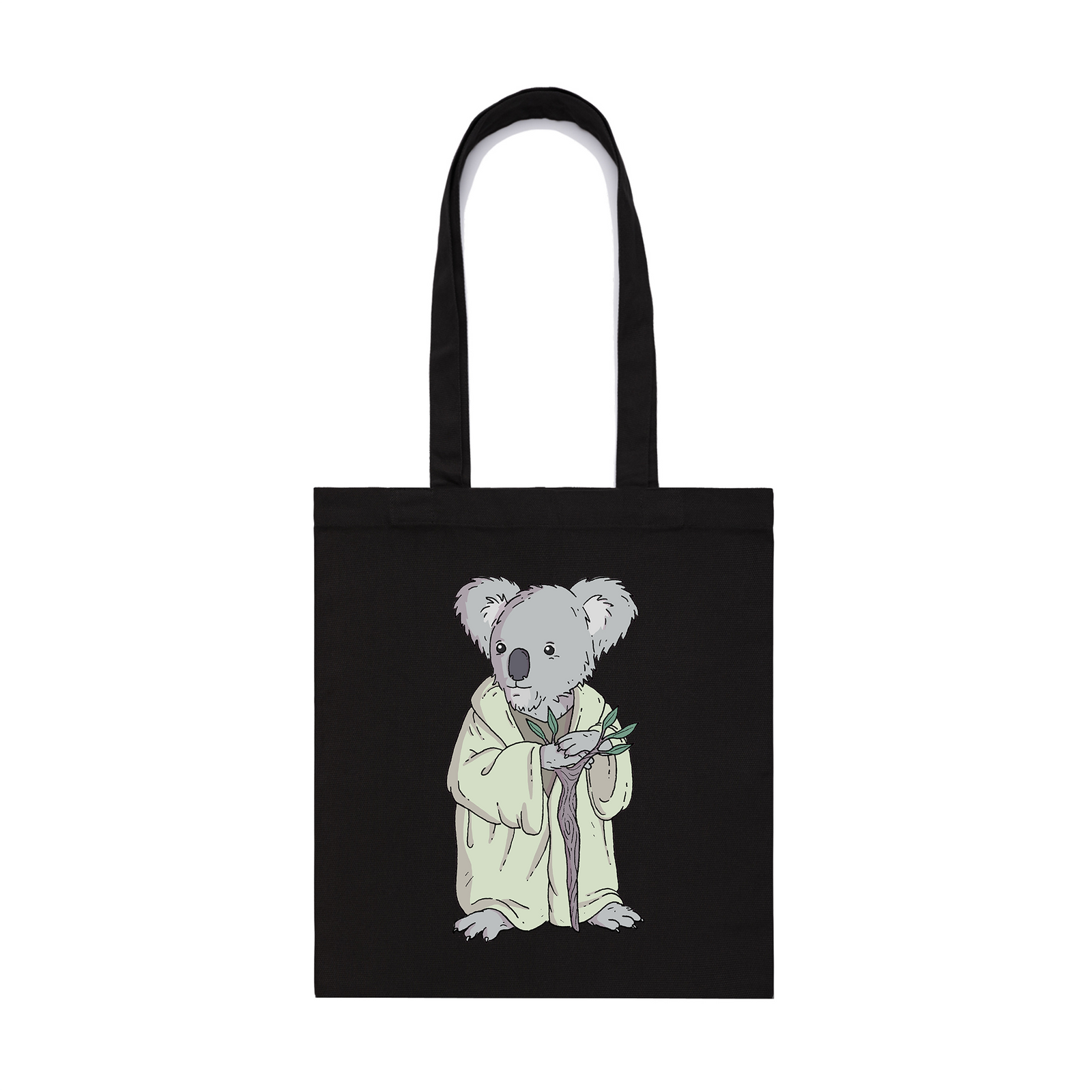 Black parcel tote with Master Koala Tote graphic by Lonely Kids Club