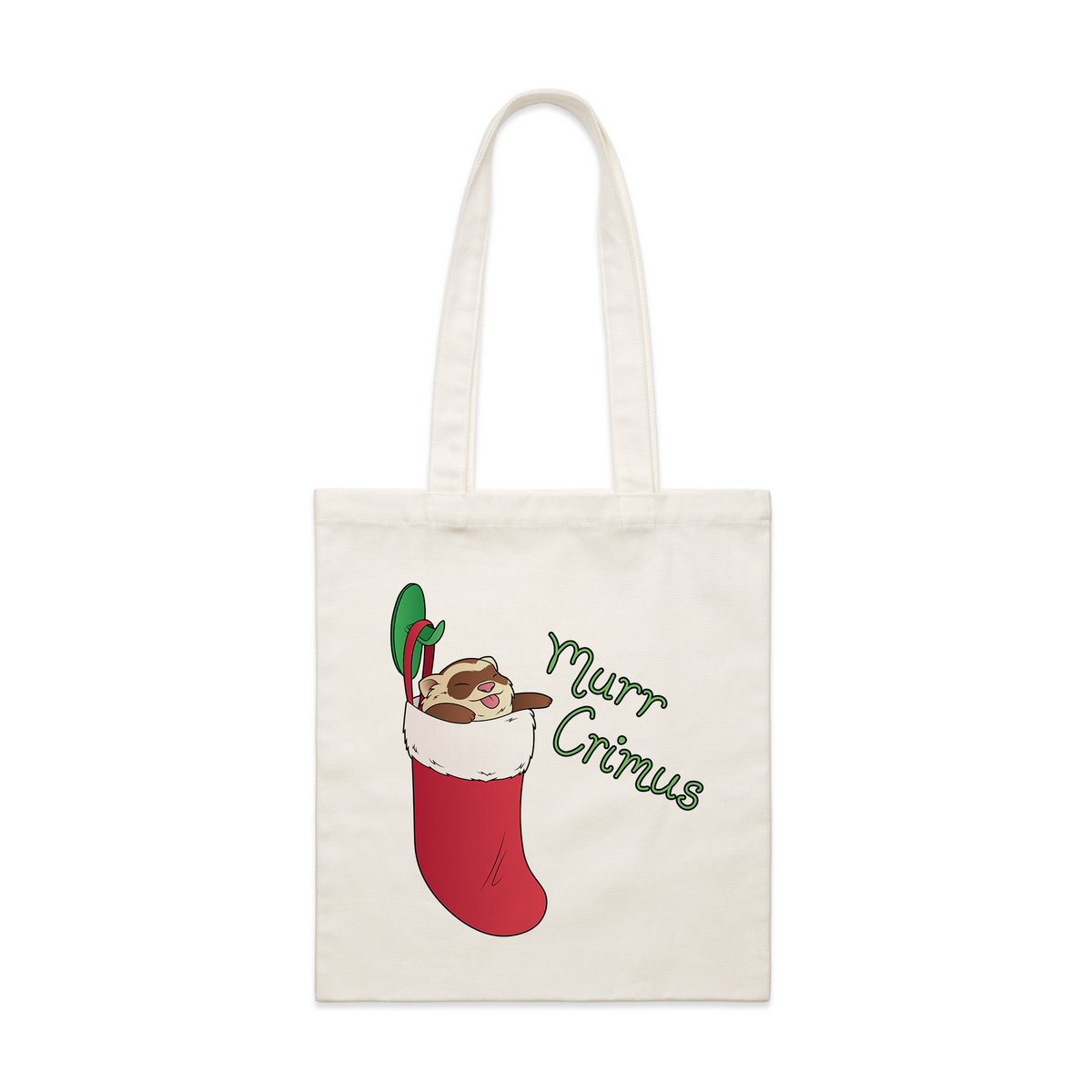 Cream parcel tote with Murr Crimus Tote graphic by Lonely Kids Club