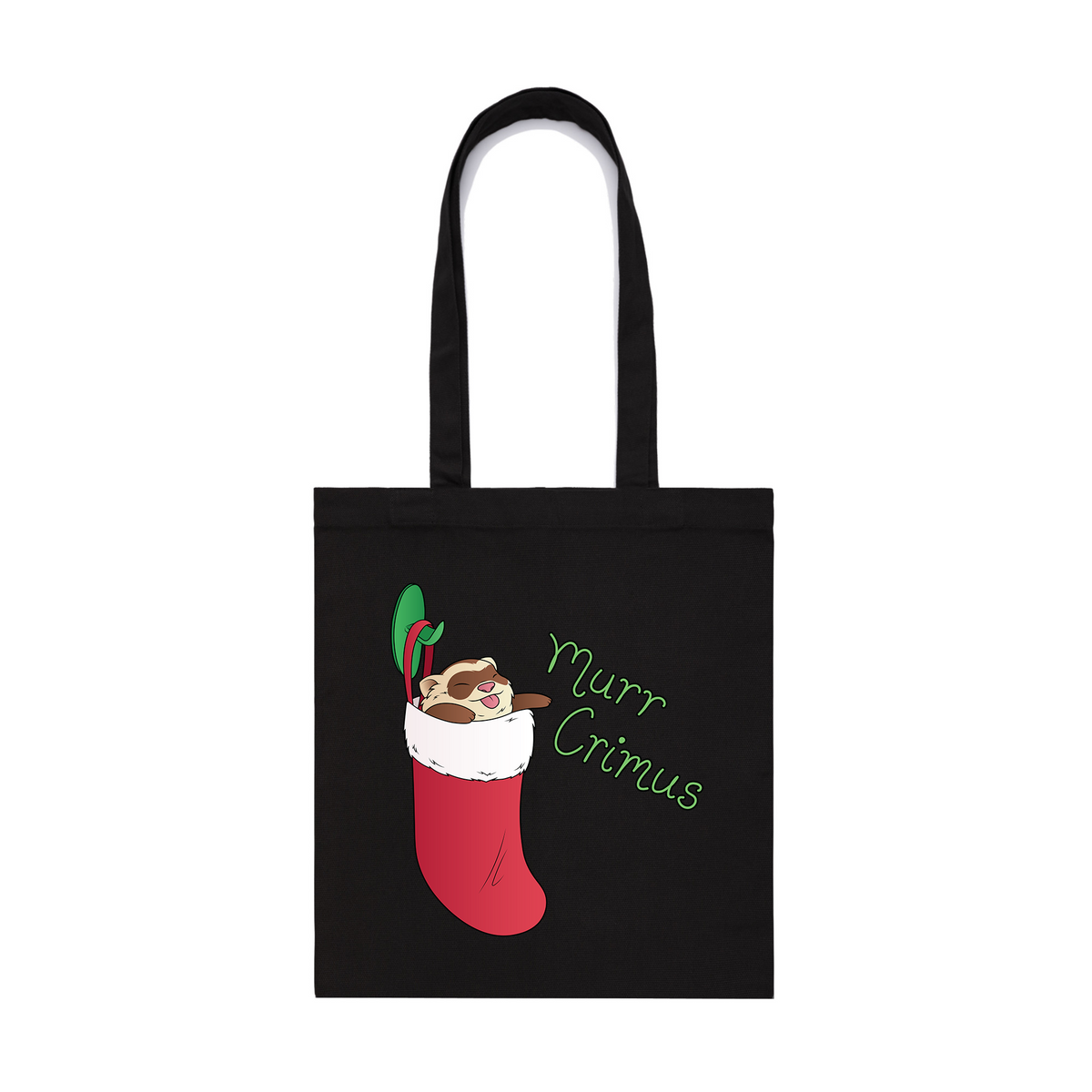 Black parcel tote with Murr Crimus Tote graphic by Lonely Kids Club