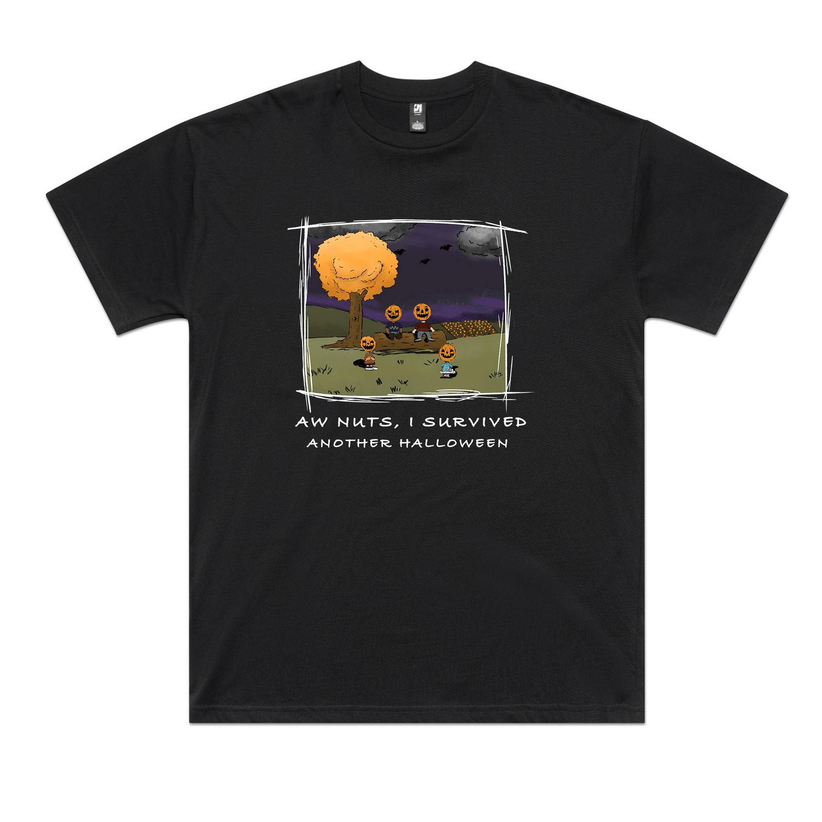 Black oversized t-shirt with Aw Nuts Oversized graphic by Lonely Kids Club