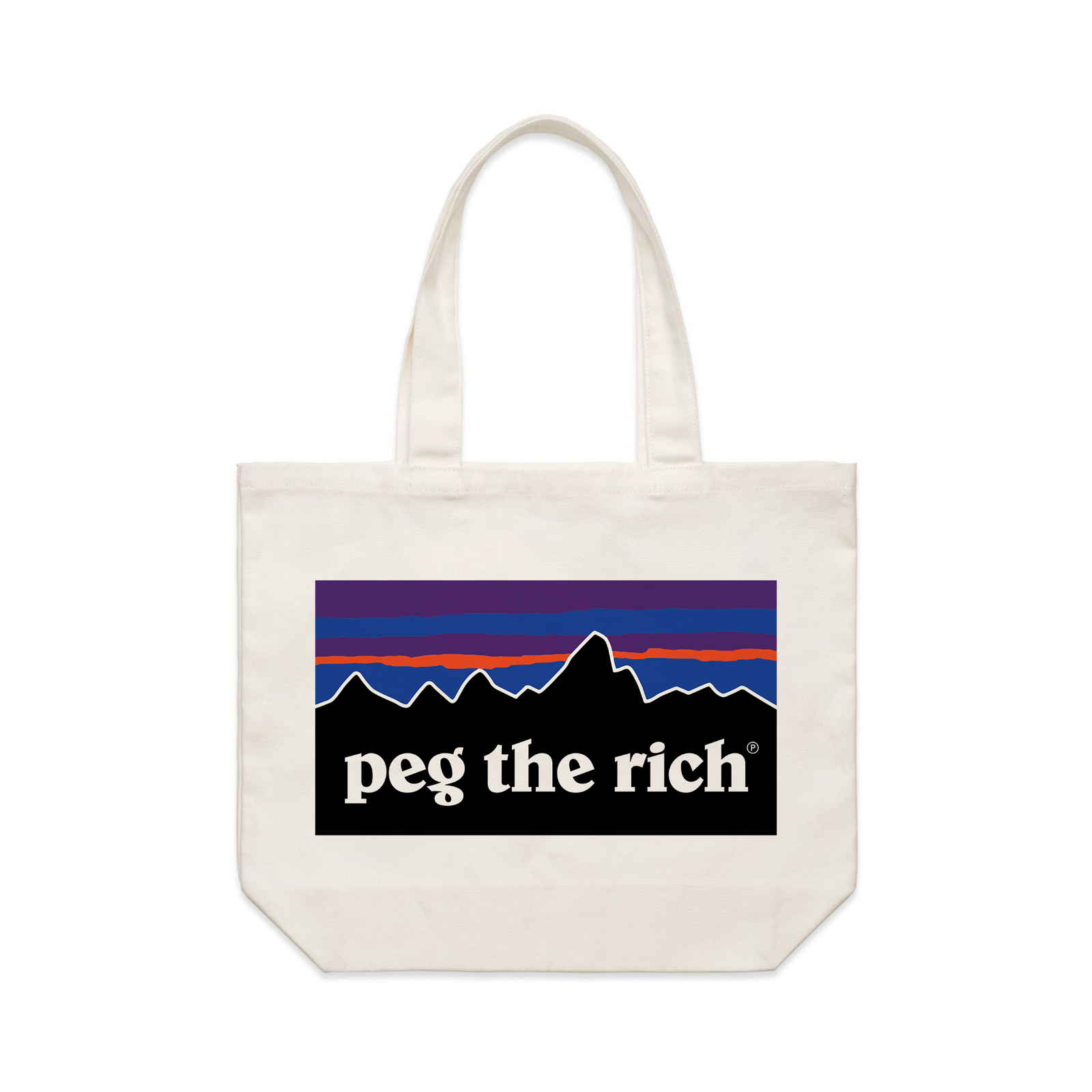 Cream shoulder tote with P-69 Logo Tote graphic by Lonely Kids Club