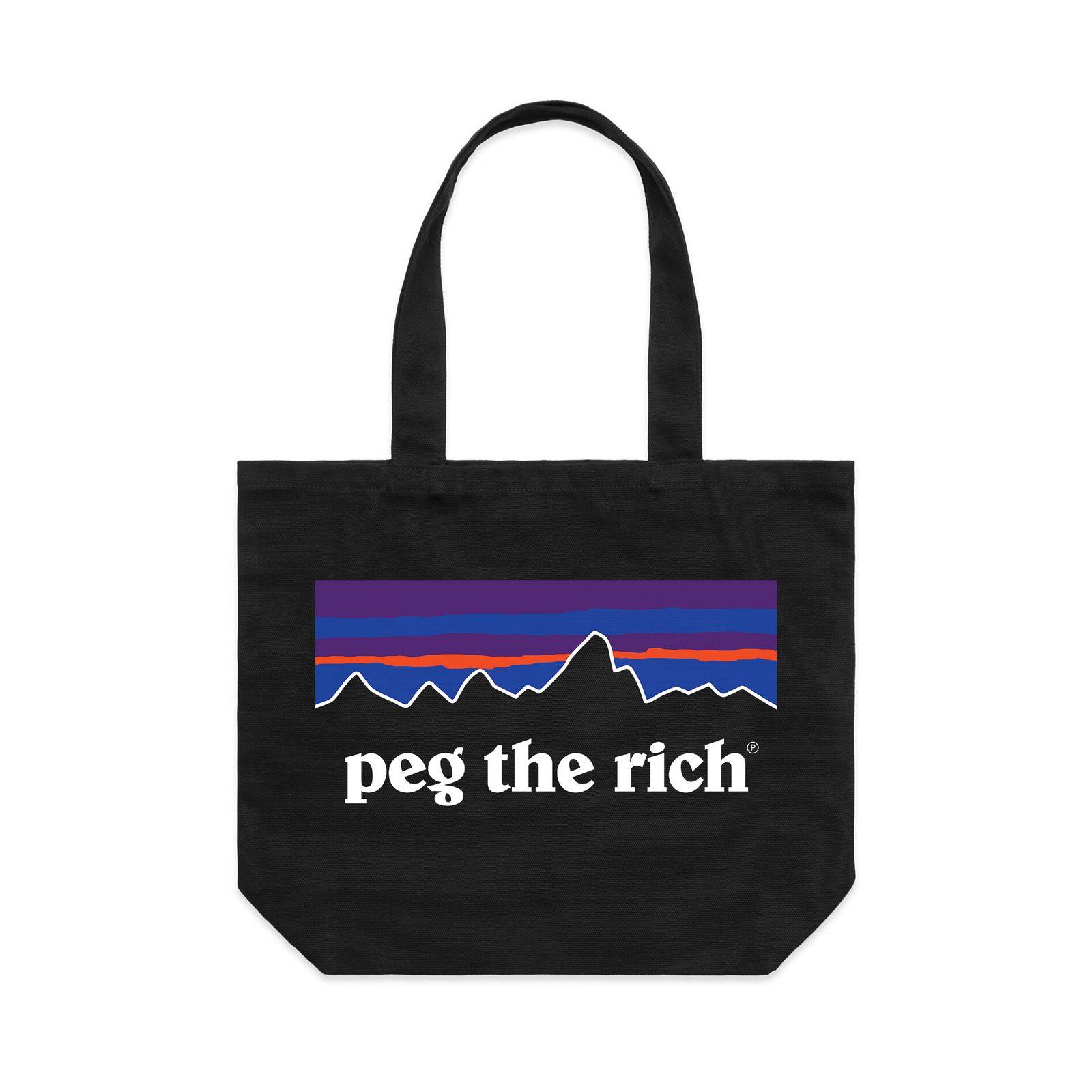 Black shoulder tote with P-69 Logo Tote graphic by Lonely Kids Club