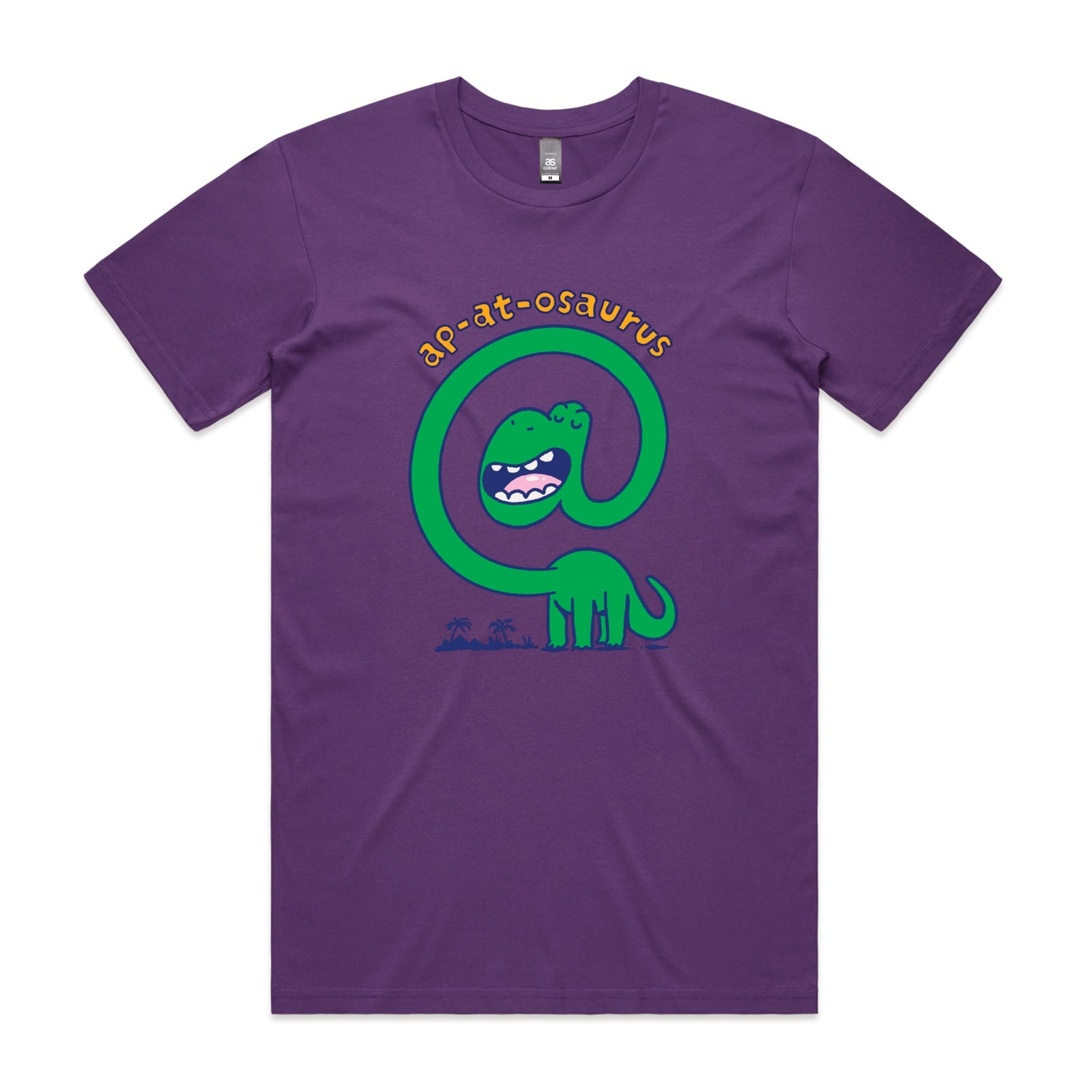 Purple unisex t-shirt with Ap-at-osaurus graphic by Lonely Kids Club
