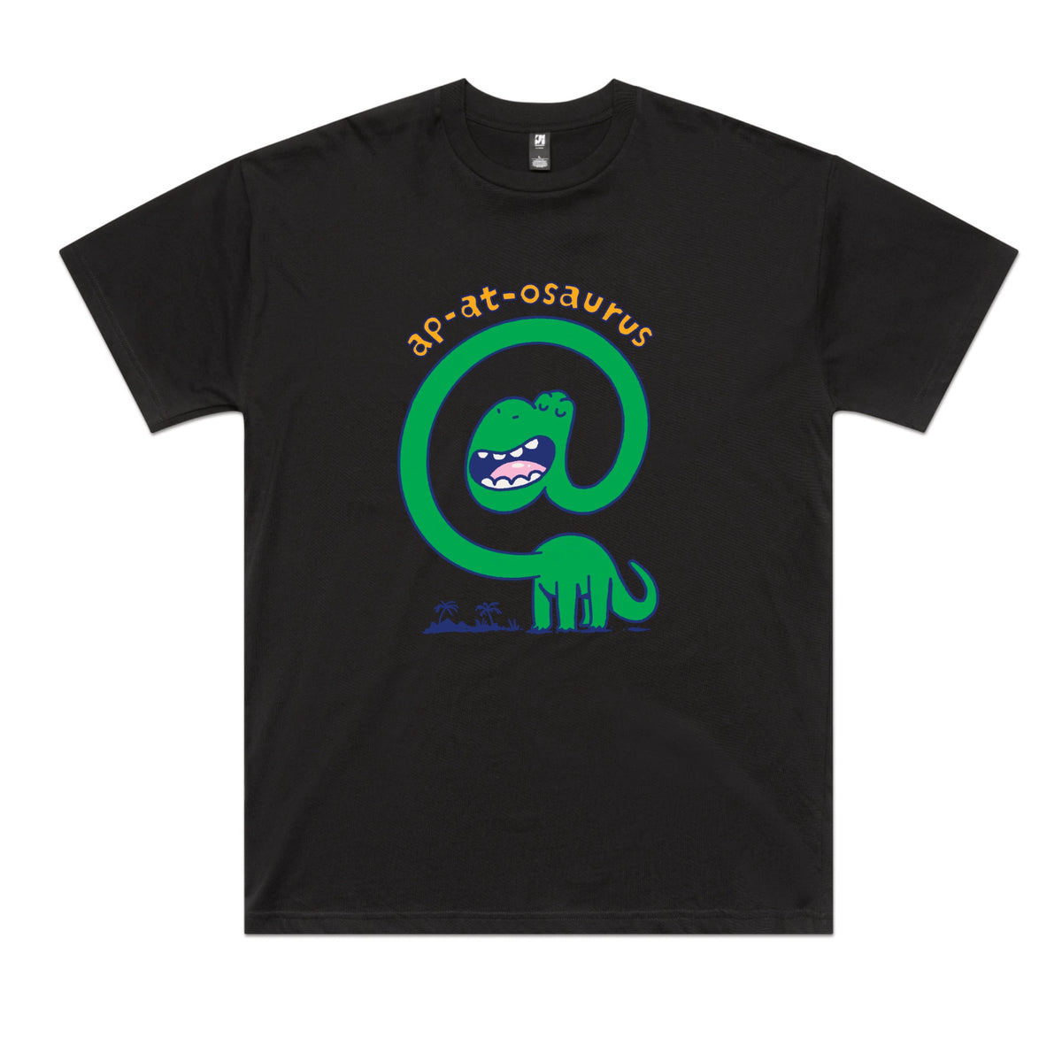 Black oversized t-shirt with Ap-at-osaurus graphic by Lonely Kids Club
