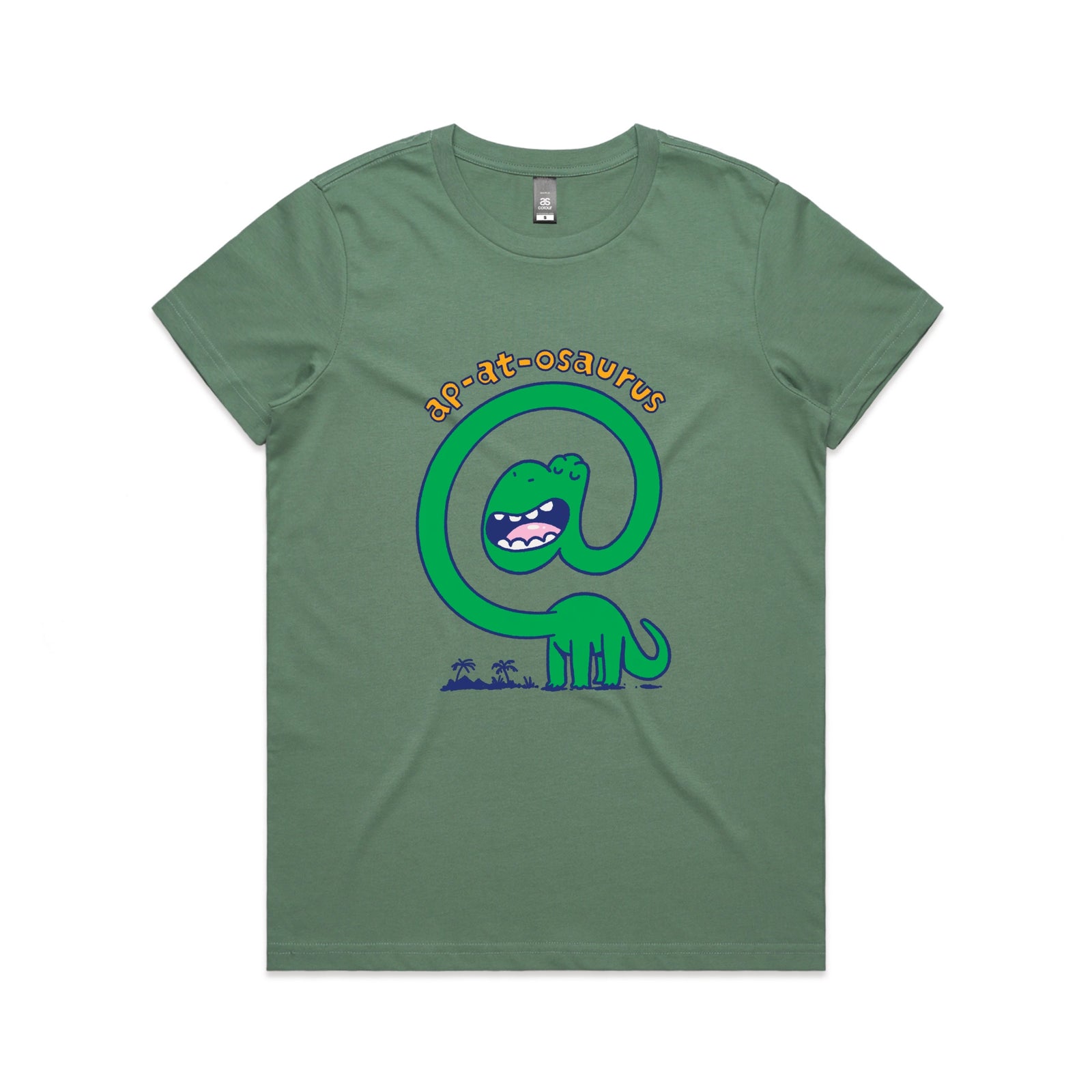 Sage fitted womens t-shirt with Ap-at-osaurus graphic by Lonely Kids Club