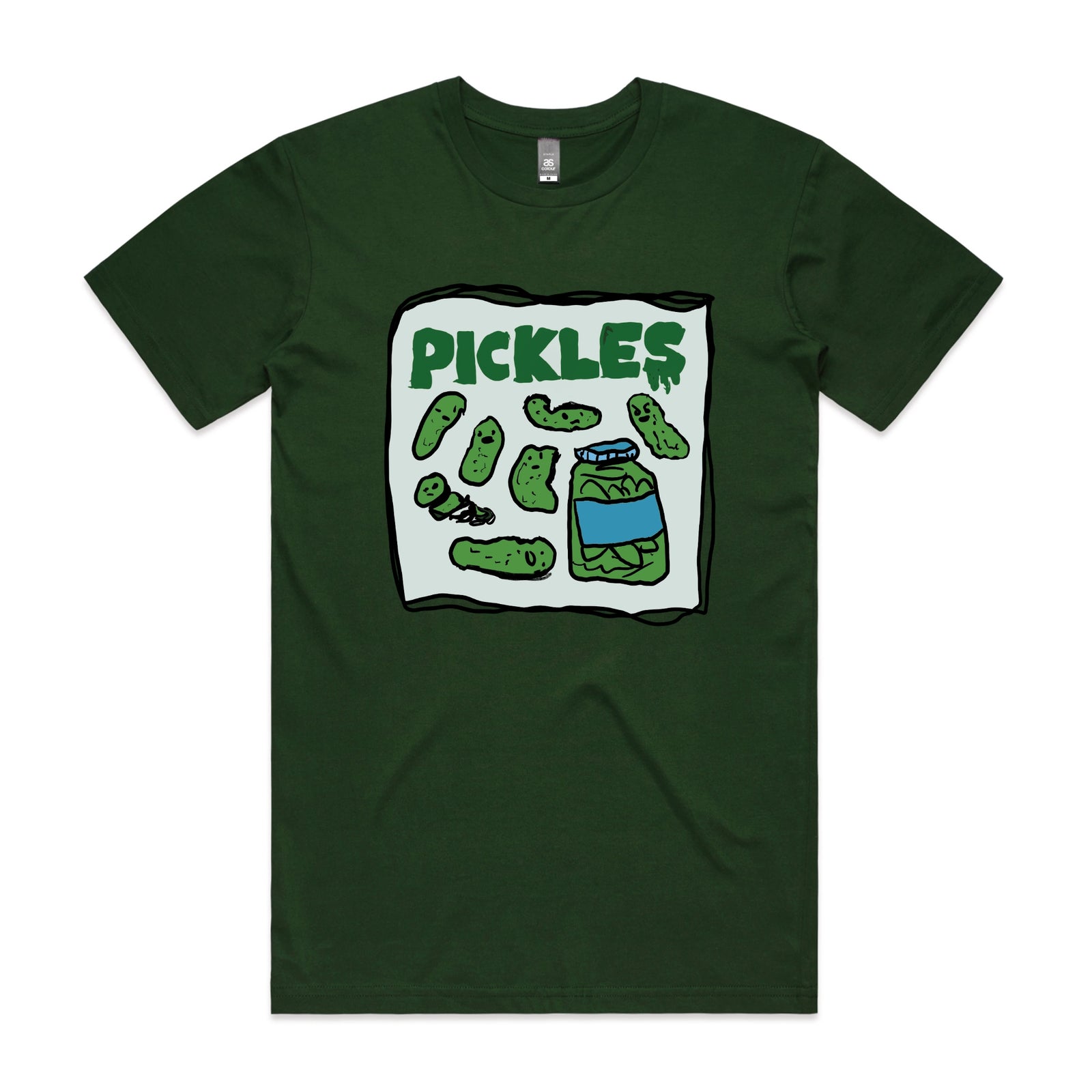 Forest Green unisex t-shirt with Pickles graphic by Lonely Kids Club