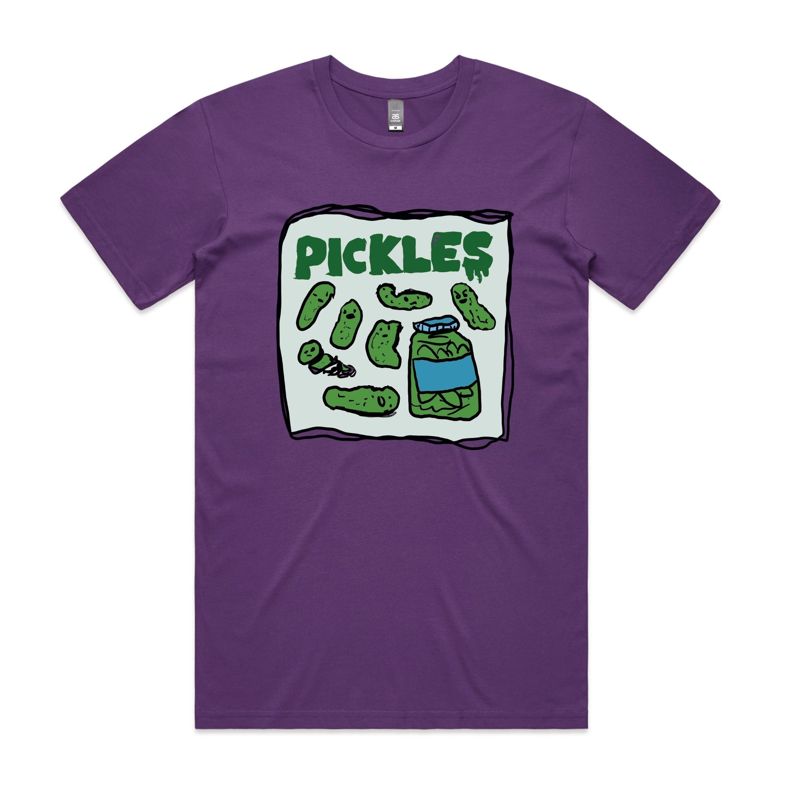 Purple unisex t-shirt with Pickles graphic by Lonely Kids Club