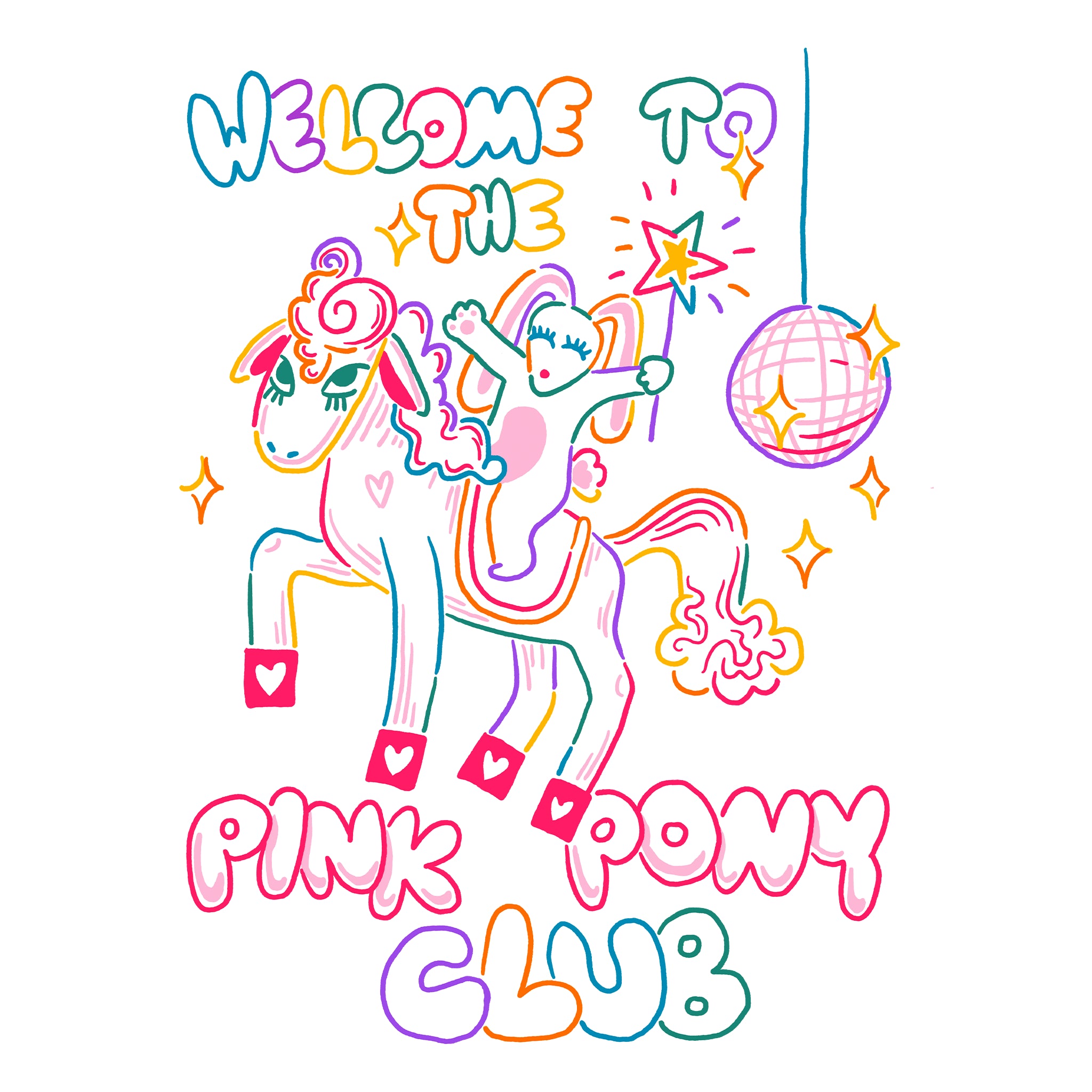 Pink Pony Club T-Shirt Design Inspired by Chappell Roan and sustainably printed in Sydney.