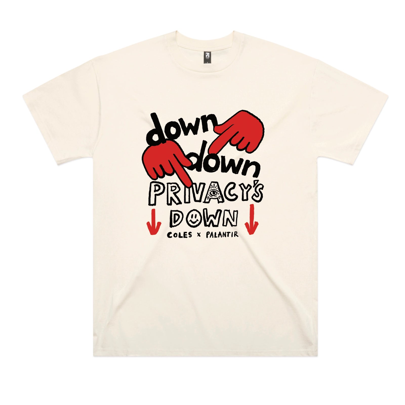 Ecru oversized t-shirt with Privacy's Down graphic by Lonely Kids Club