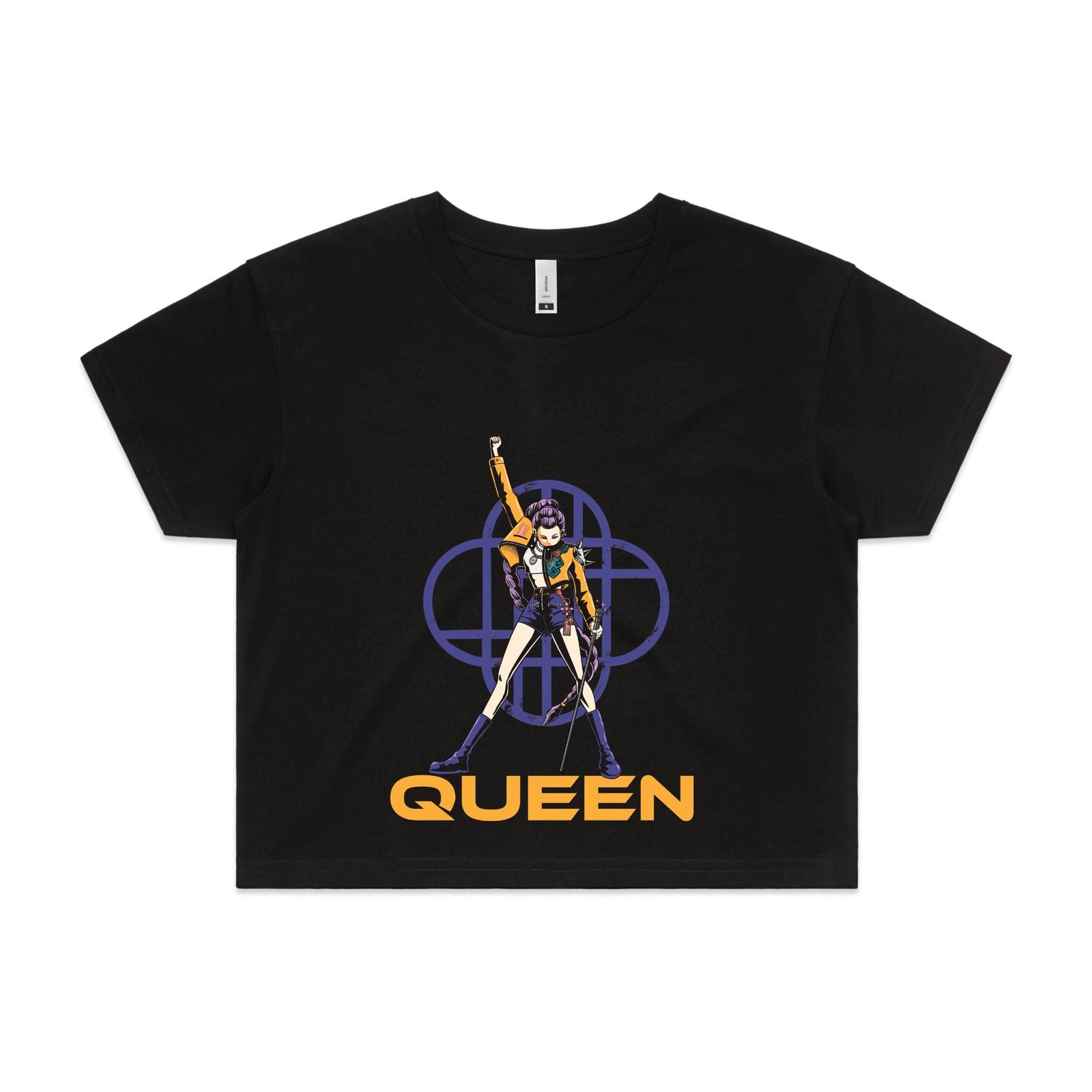 Black crop top with Queen graphic by Lonely Kids Club