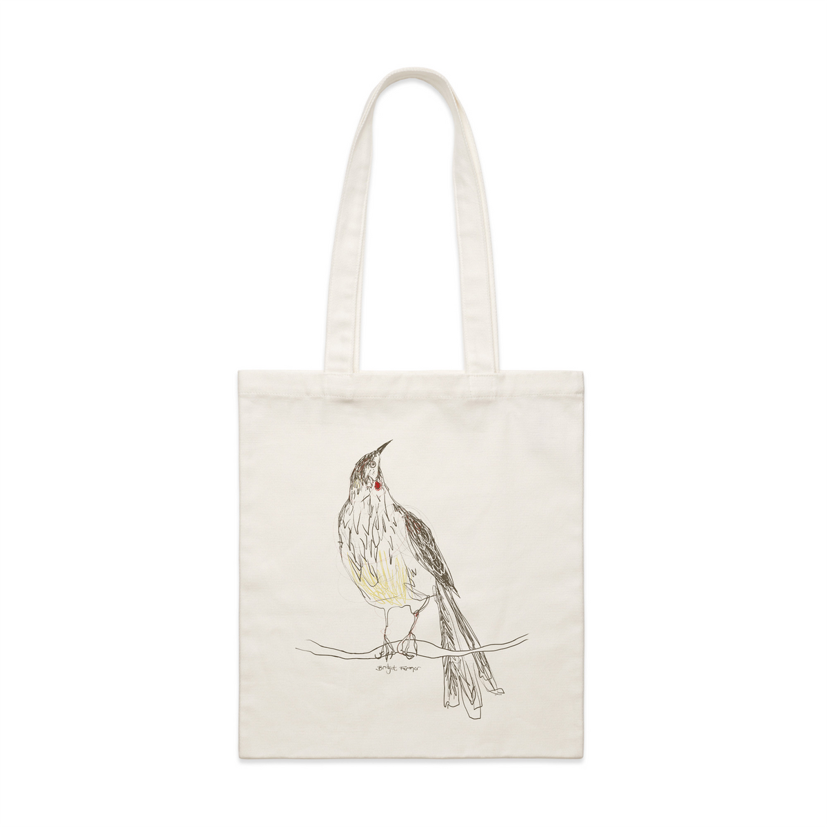 Cream parcel tote with Red Wattlebird Tote graphic by Lonely Kids Club