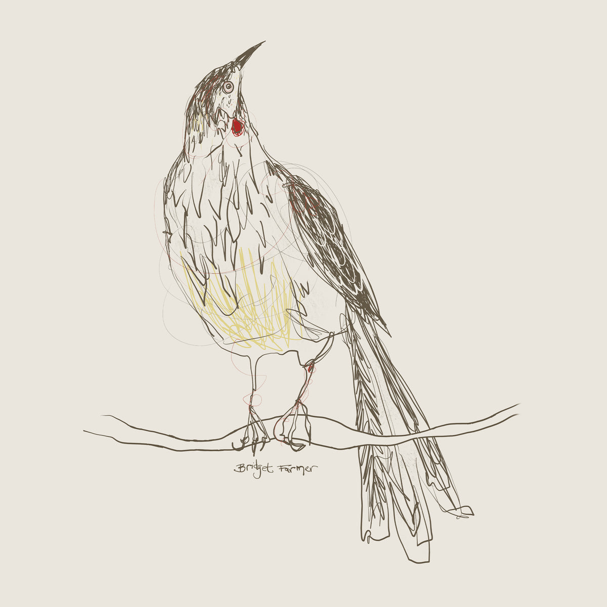 Red Wattlebird Tote tote bag by Lonely Kids Club