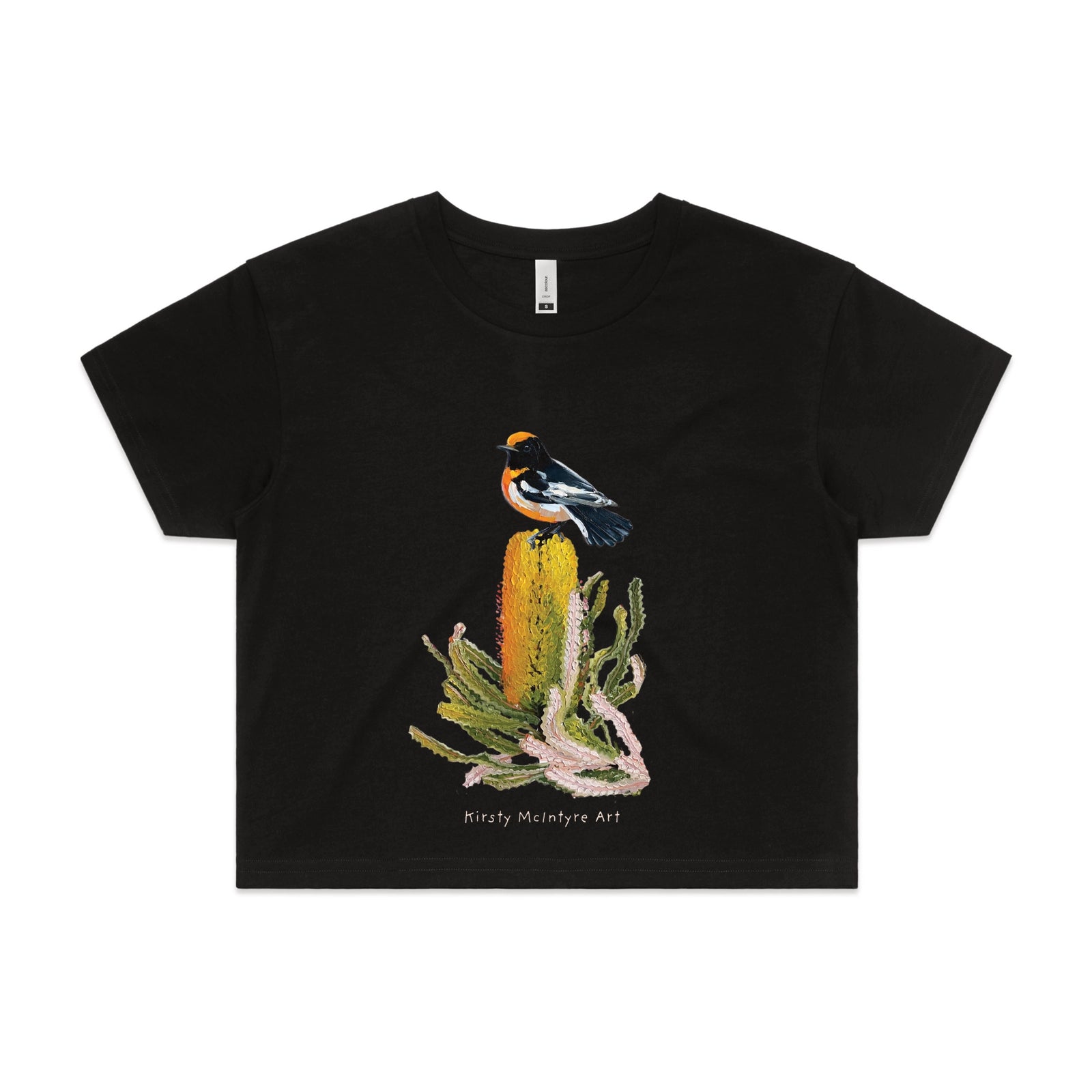 Black crop top with Red Robin graphic by Lonely Kids Club