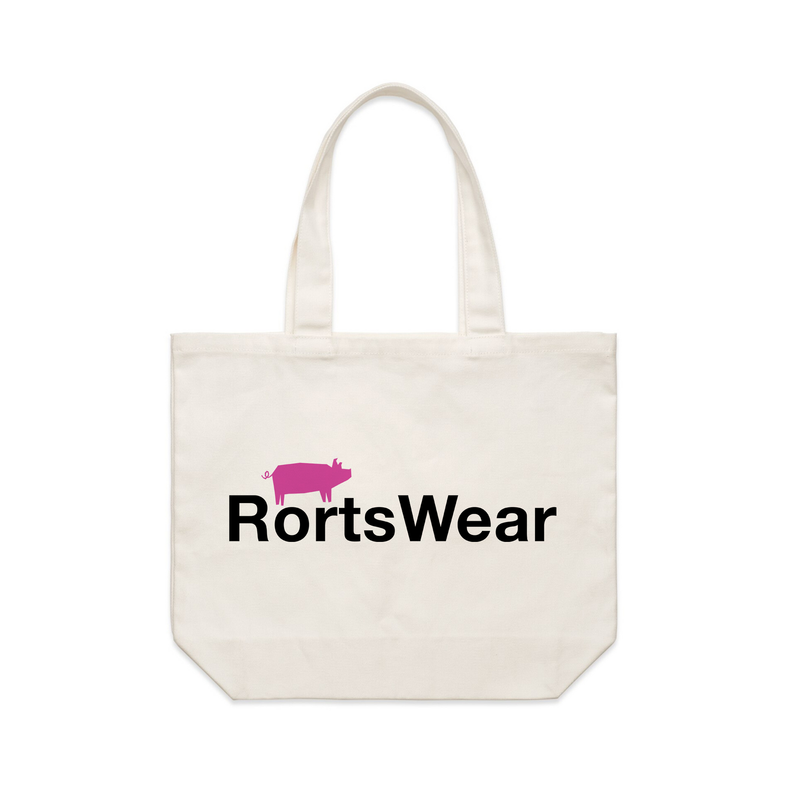 Cream shoulder tote with Rortswear Tote graphic by Lonely Kids Club
