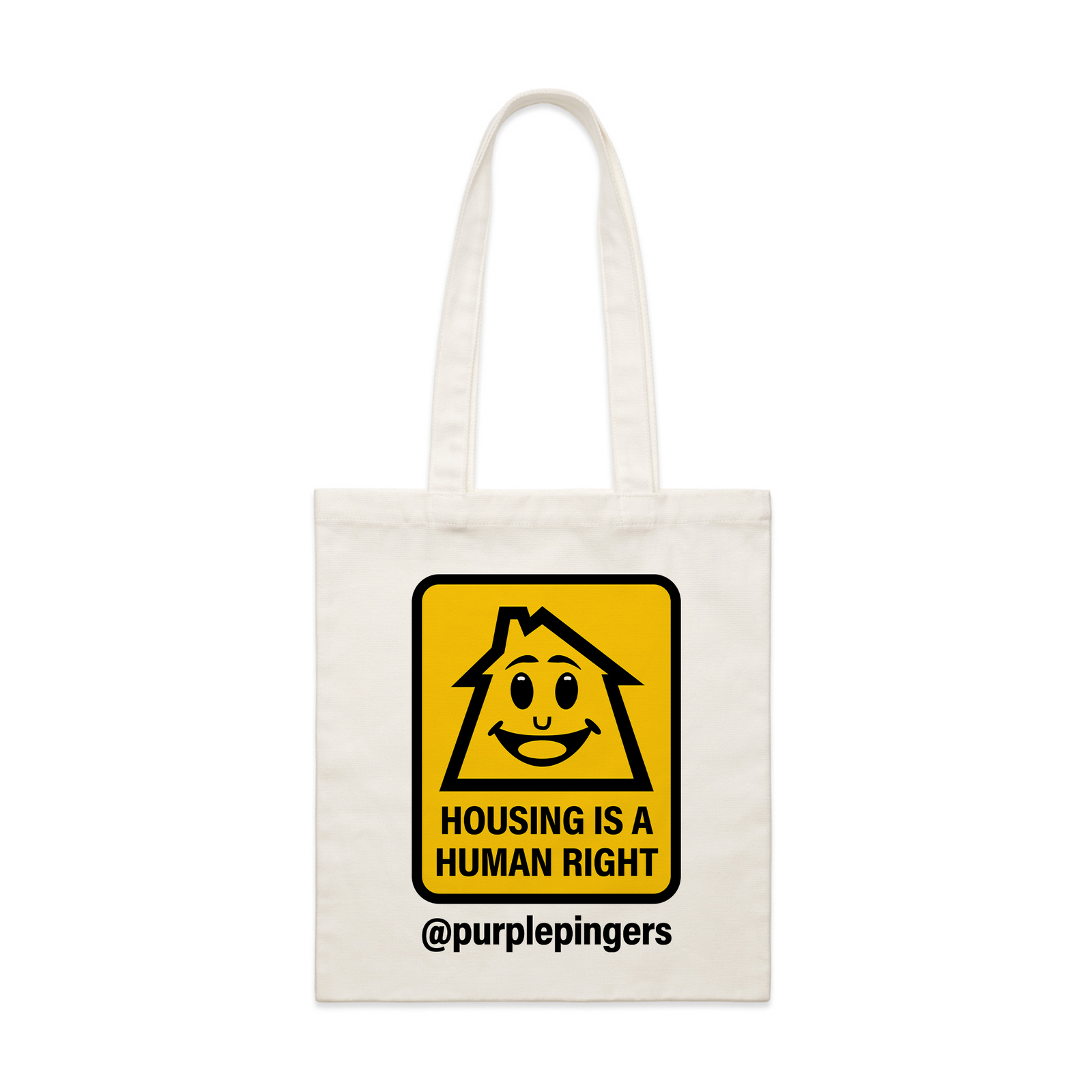 Cream parcel tote with Safety Tote graphic by Lonely Kids Club