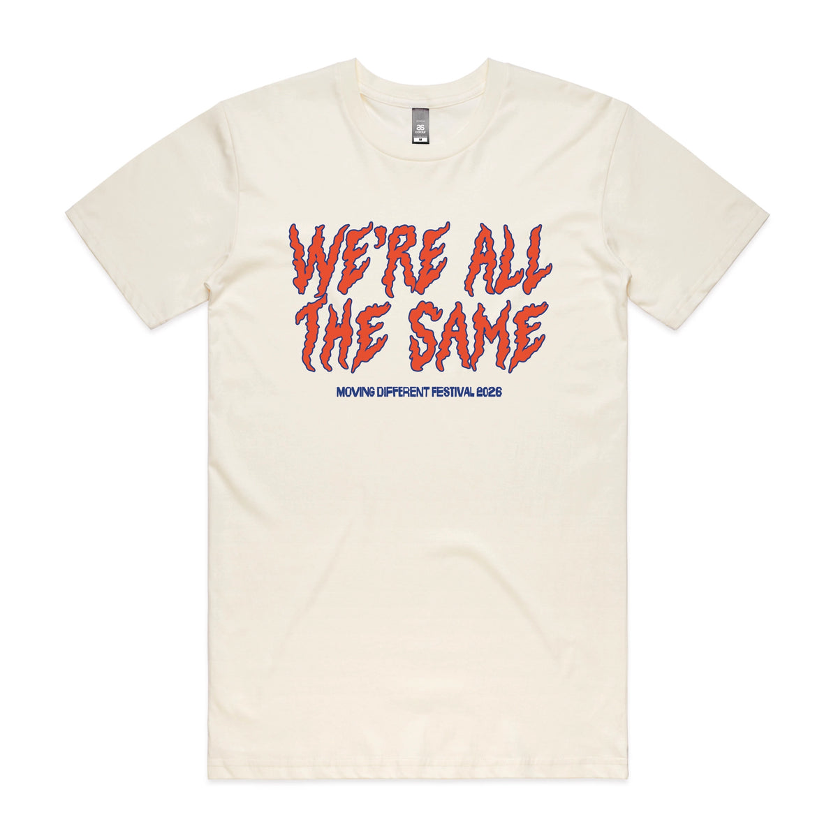 Ecru unisex t-shirt with Moving Different All The Same graphic by Lonely Kids Club