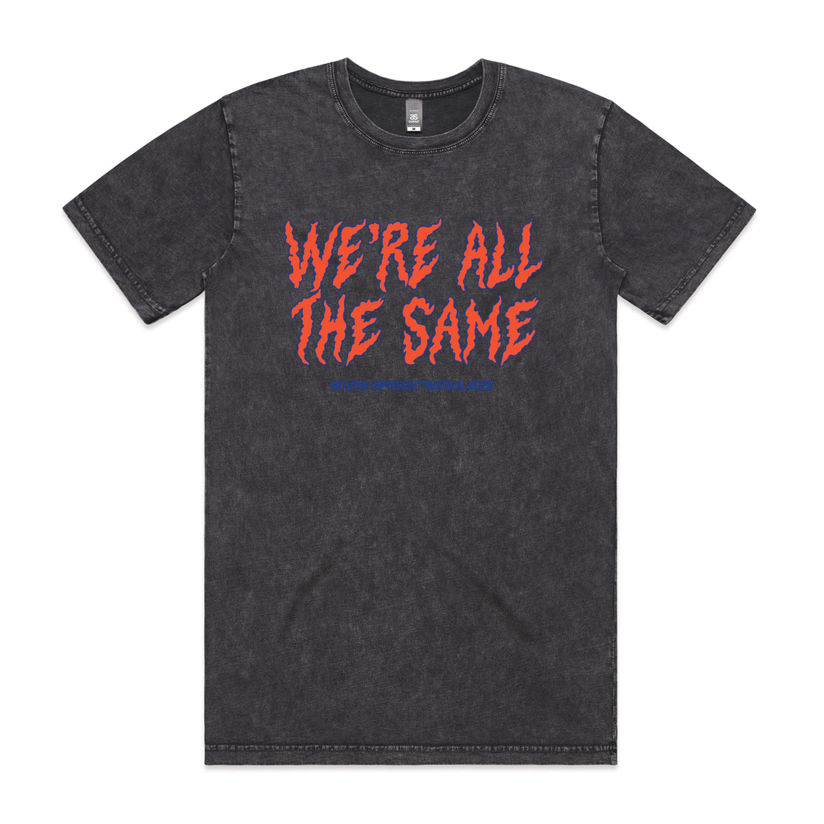 Acid Wash unisex t-shirt with Moving Different All The Same graphic by Lonely Kids Club