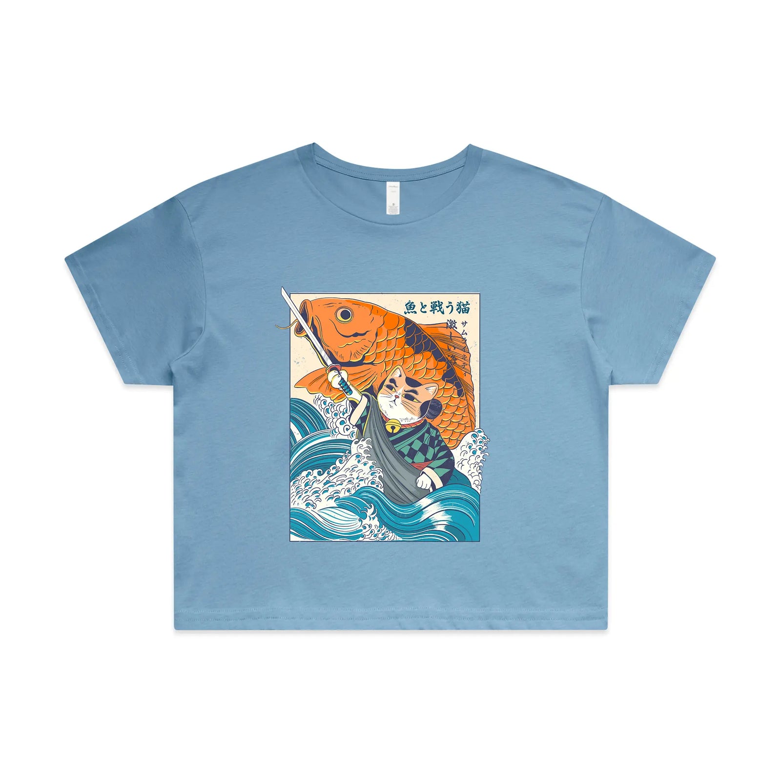 Samurai Cat And Koi Fish Tee