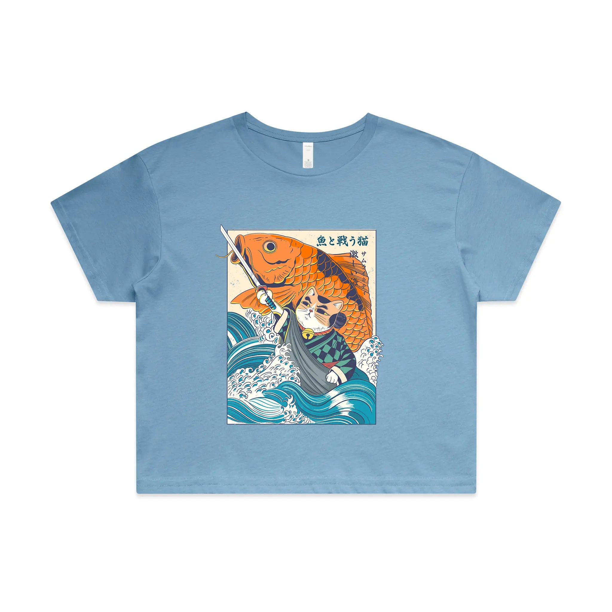 Samurai Cat And Koi Fish Tee