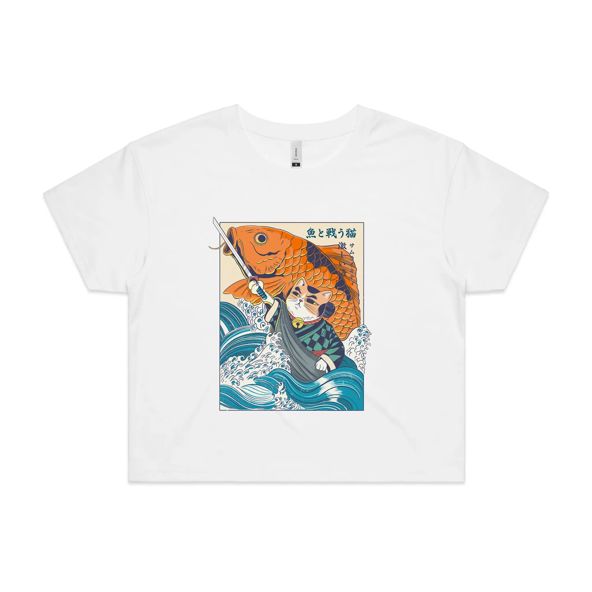 Samurai Cat And Koi Fish Tee