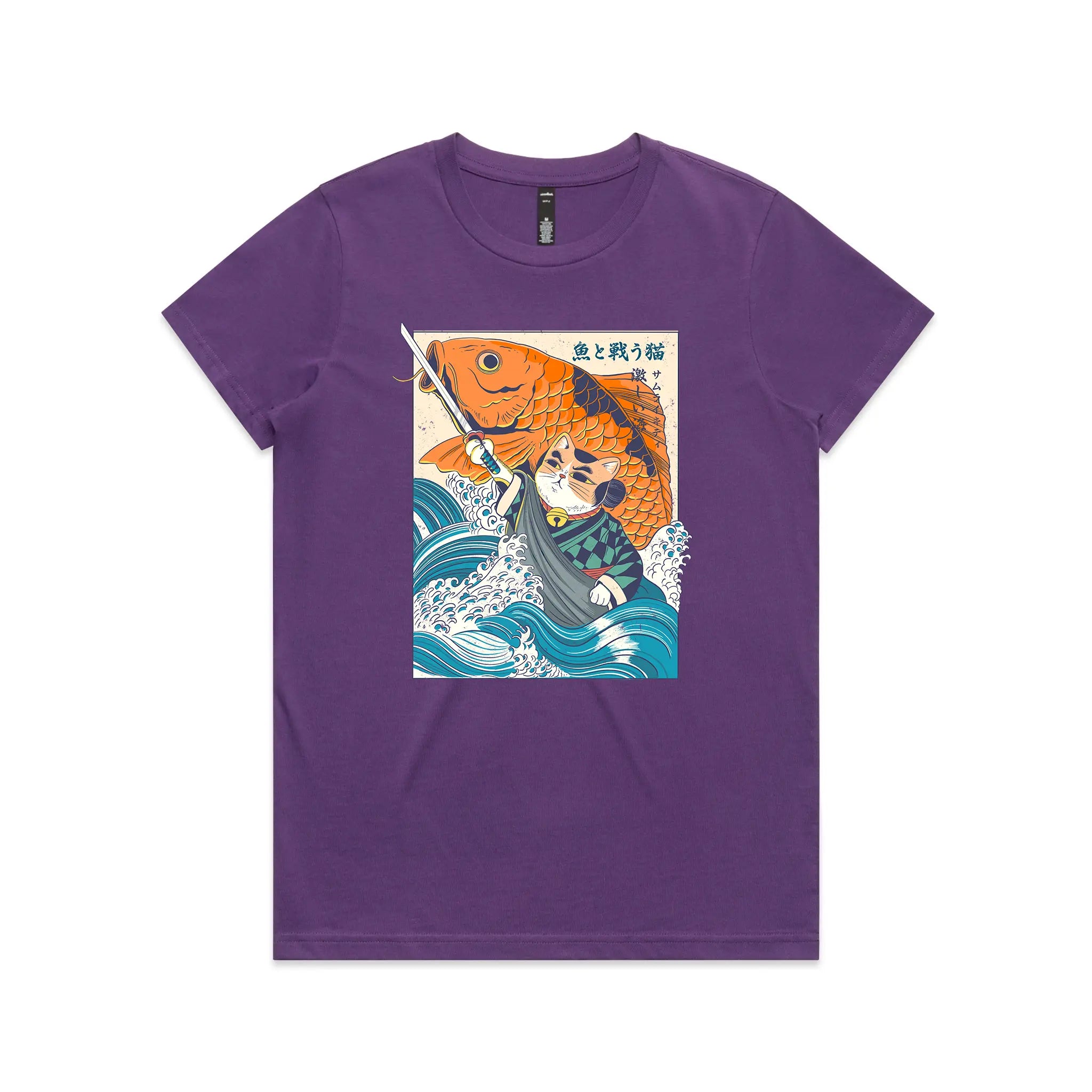 Samurai Cat And Koi Fish Tee