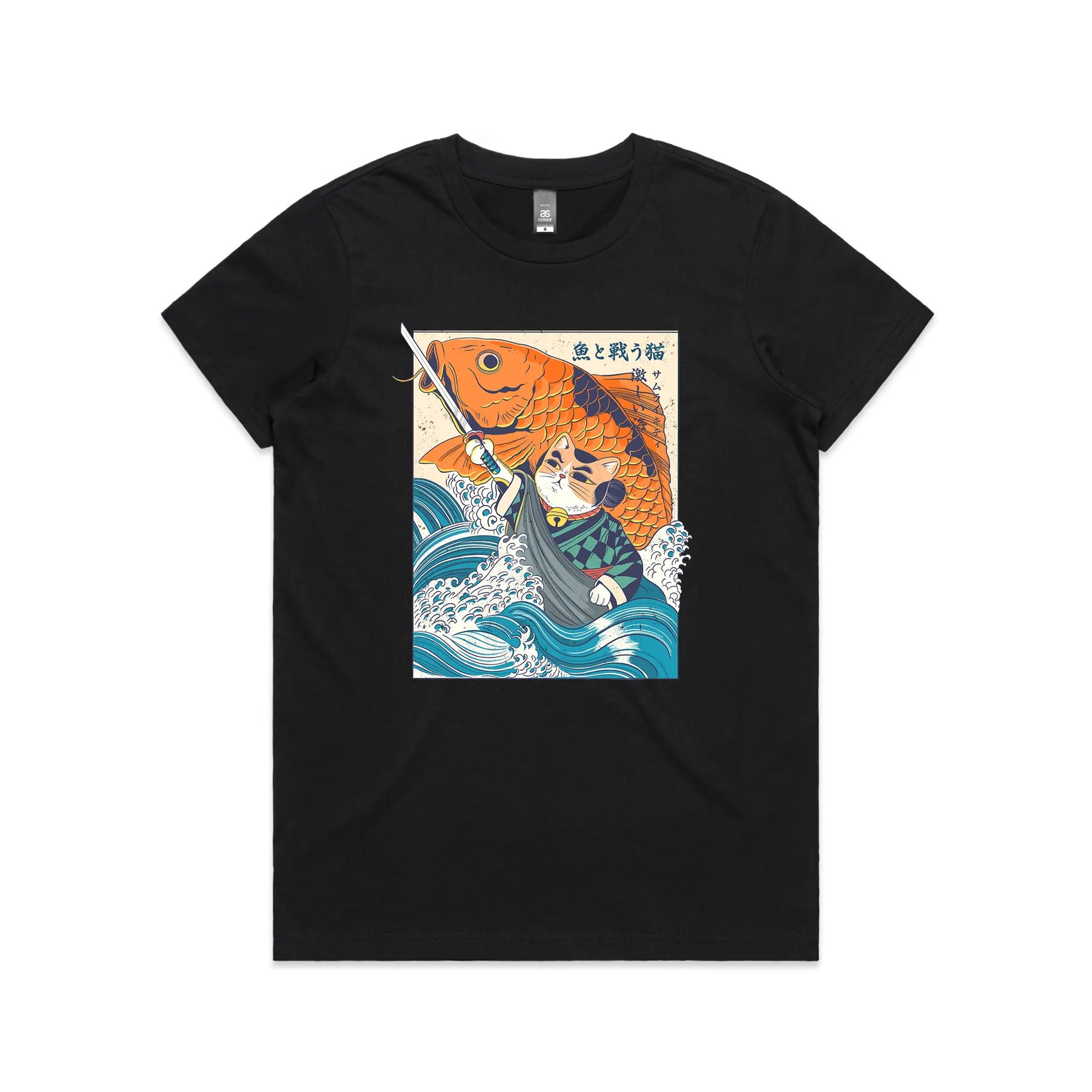 Samurai Cat And Koi Fish Tee