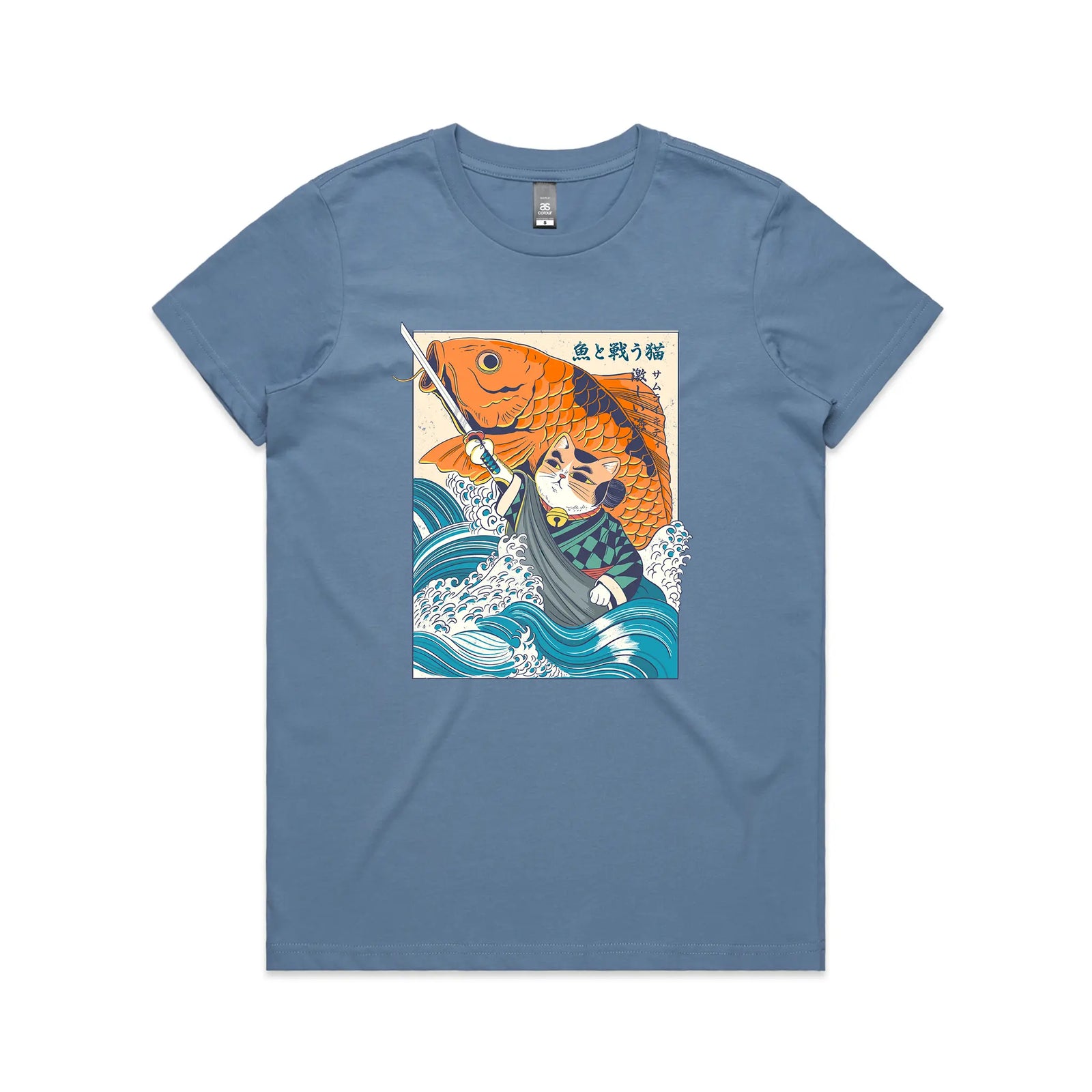 Samurai Cat And Koi Fish Tee