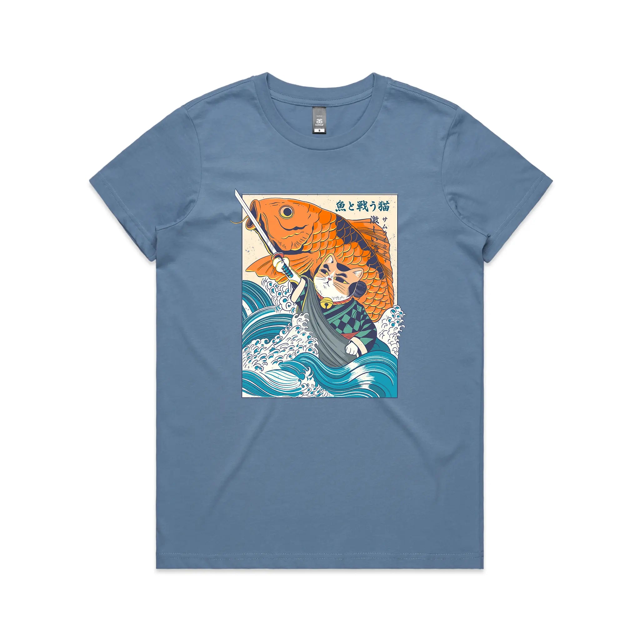 Samurai Cat And Koi Fish Tee