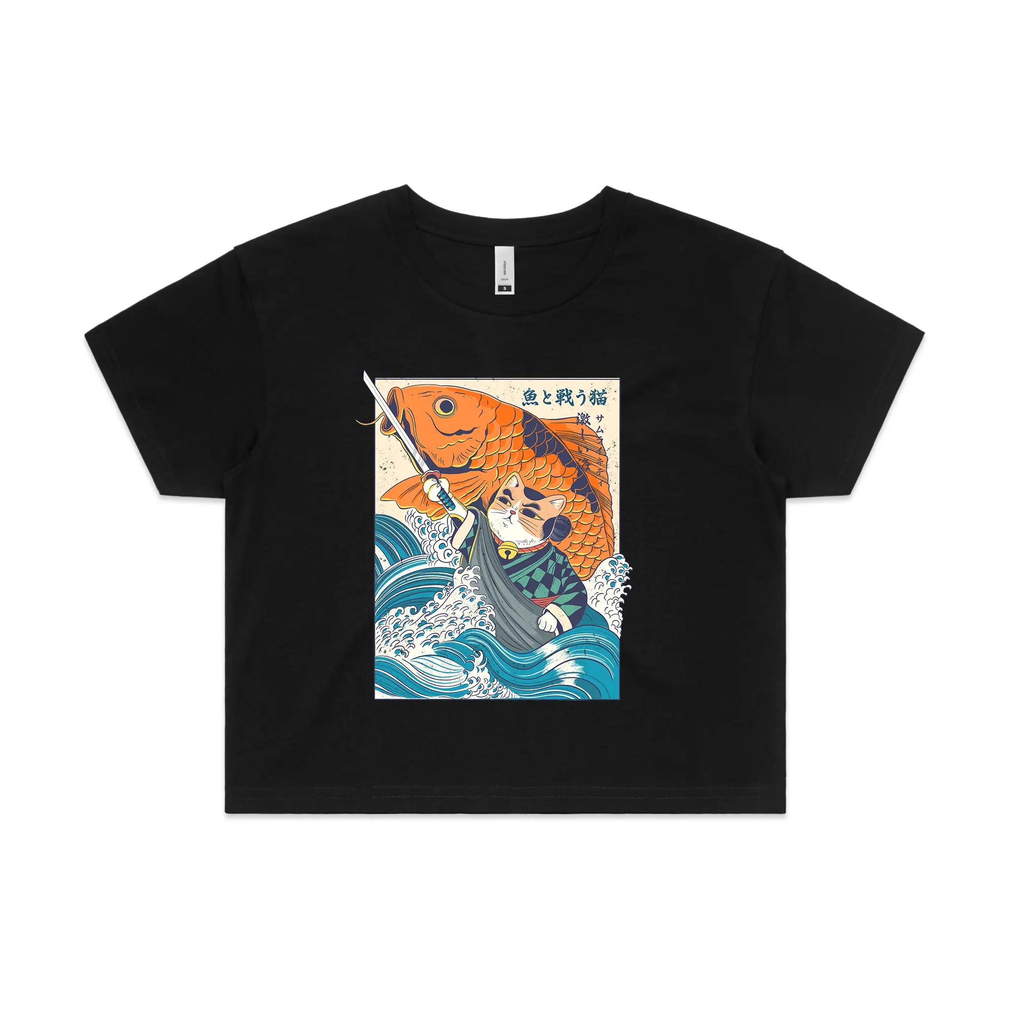 Samurai Cat And Koi Fish Tee