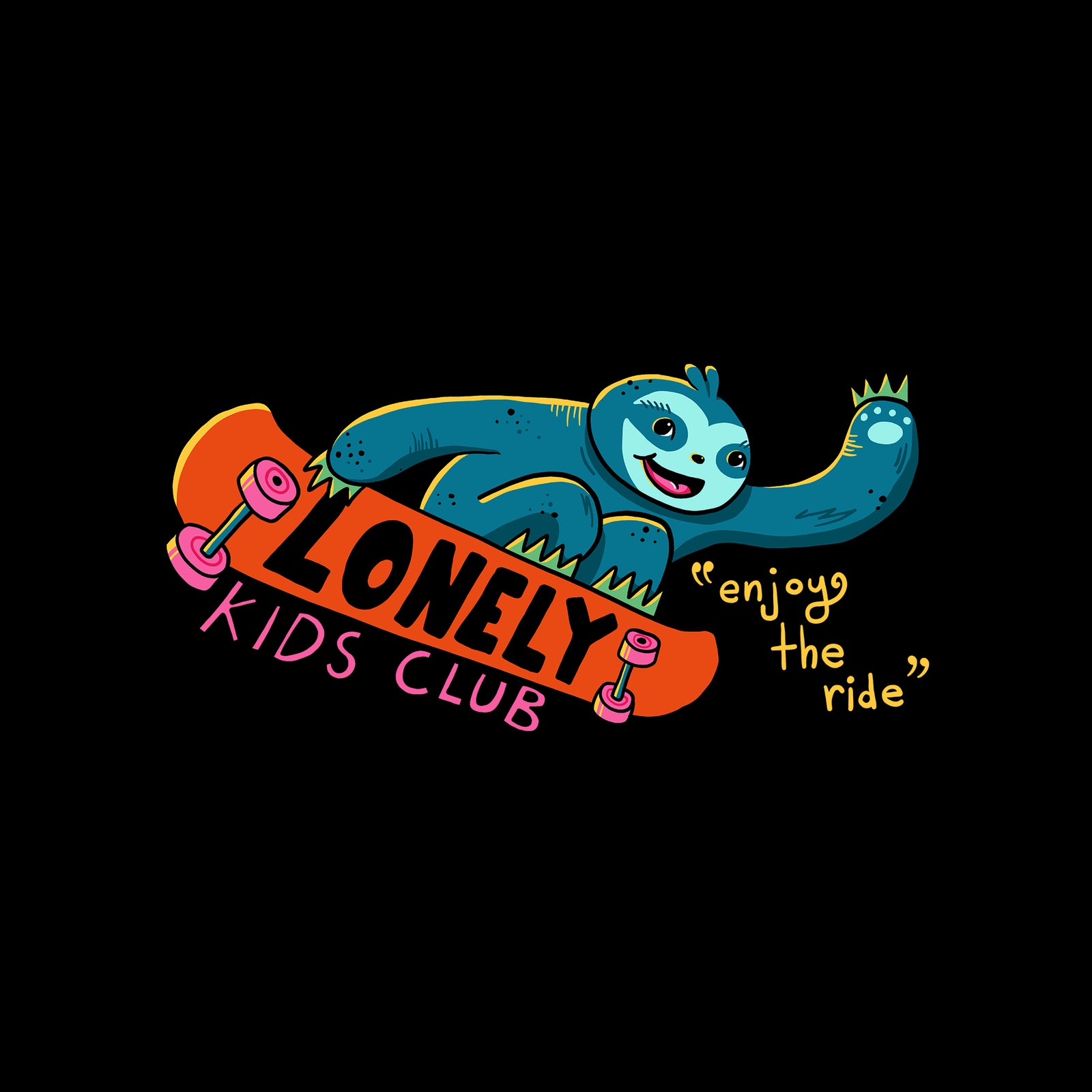 Skateboarding Sloth Tote tote bag by Lonely Kids Club