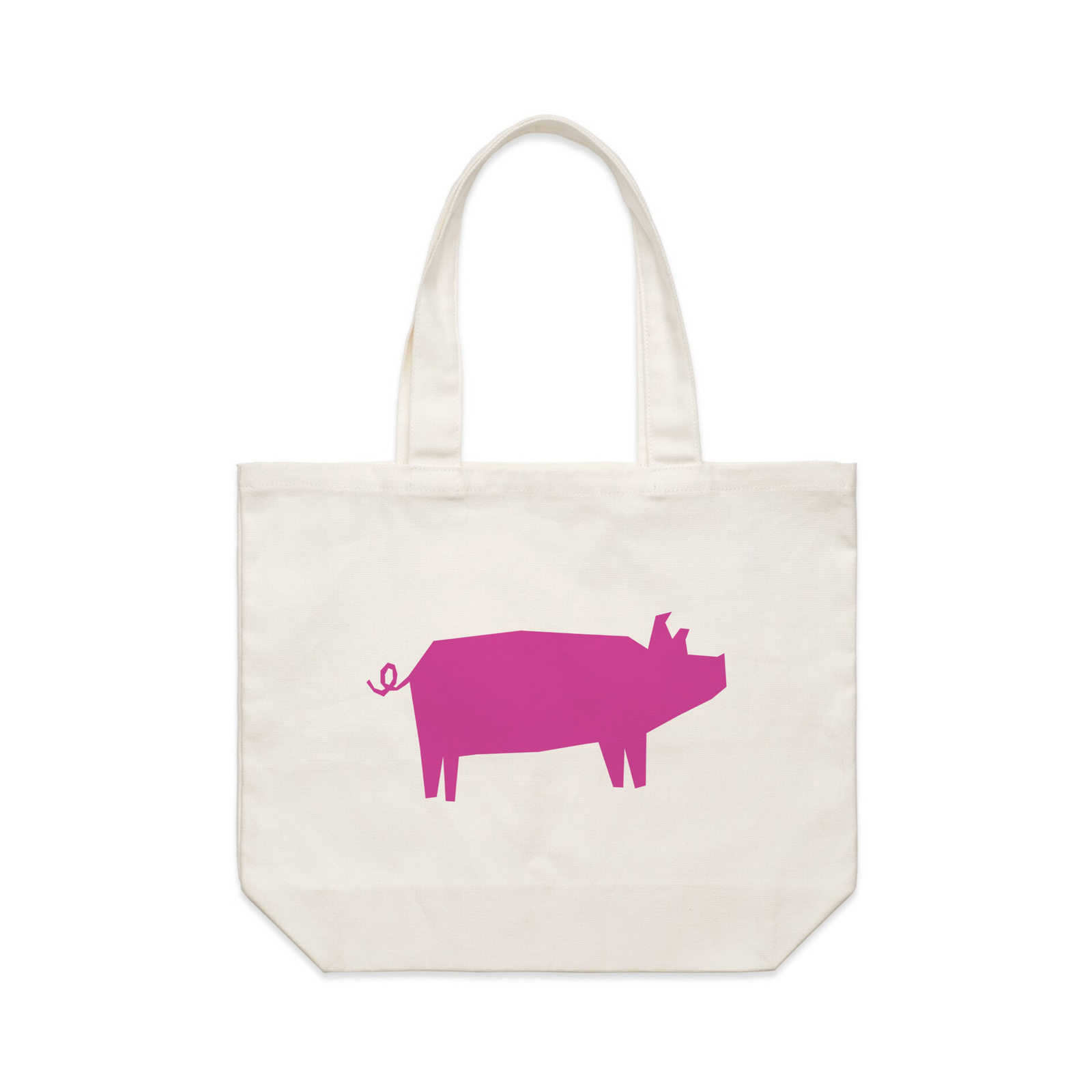 Cream shoulder tote with Slush Pig Tote graphic by Lonely Kids Club