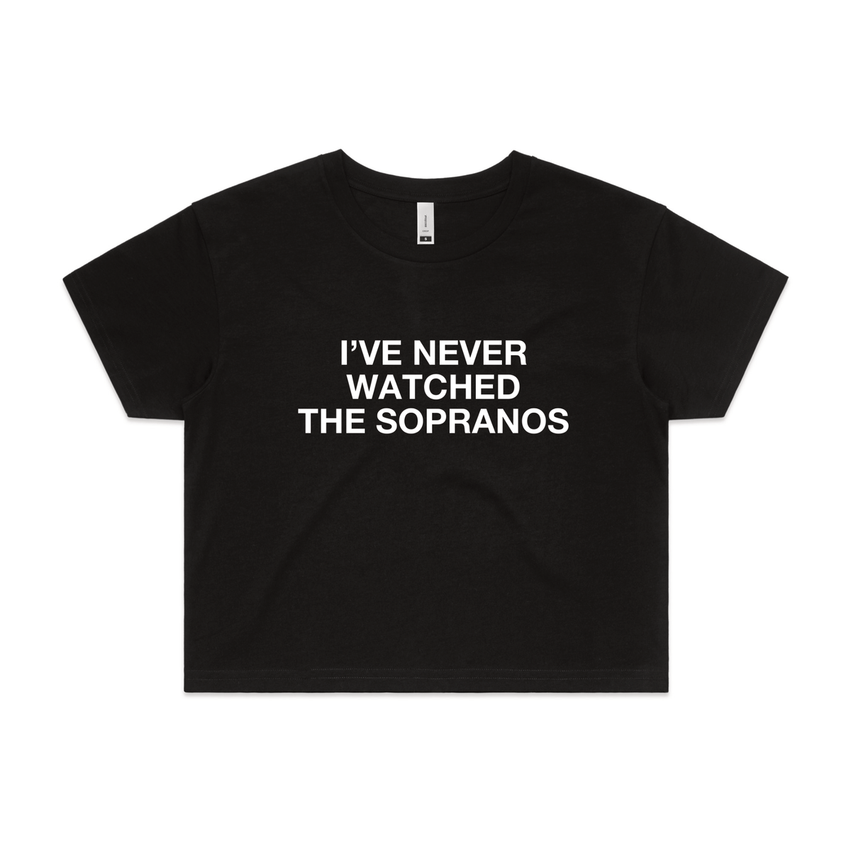 Black crop top with The Sopranos TV design from Lonely Kids Club