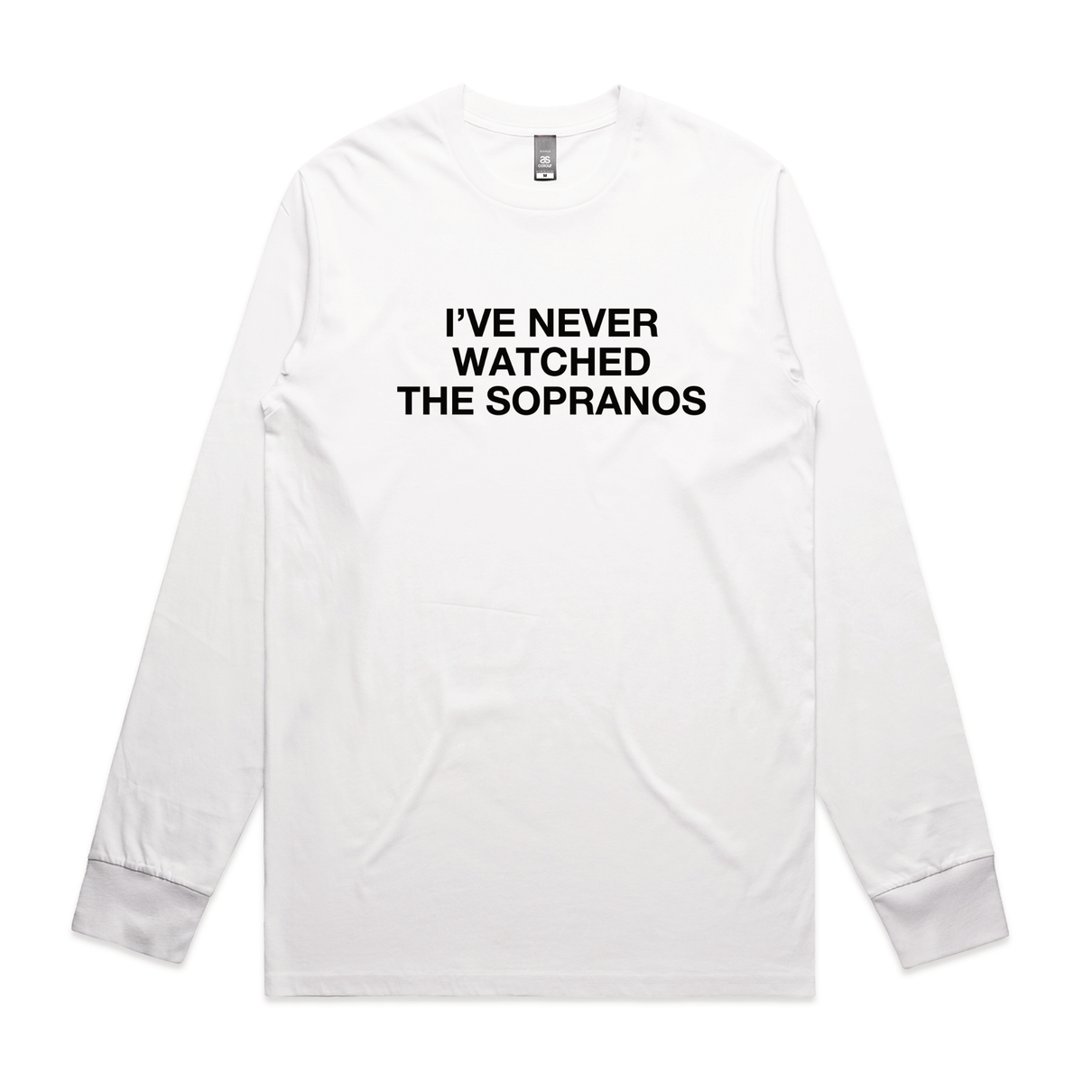 White long sleeve t-shirt with The Sopranos TV design from Lonely Kids Club