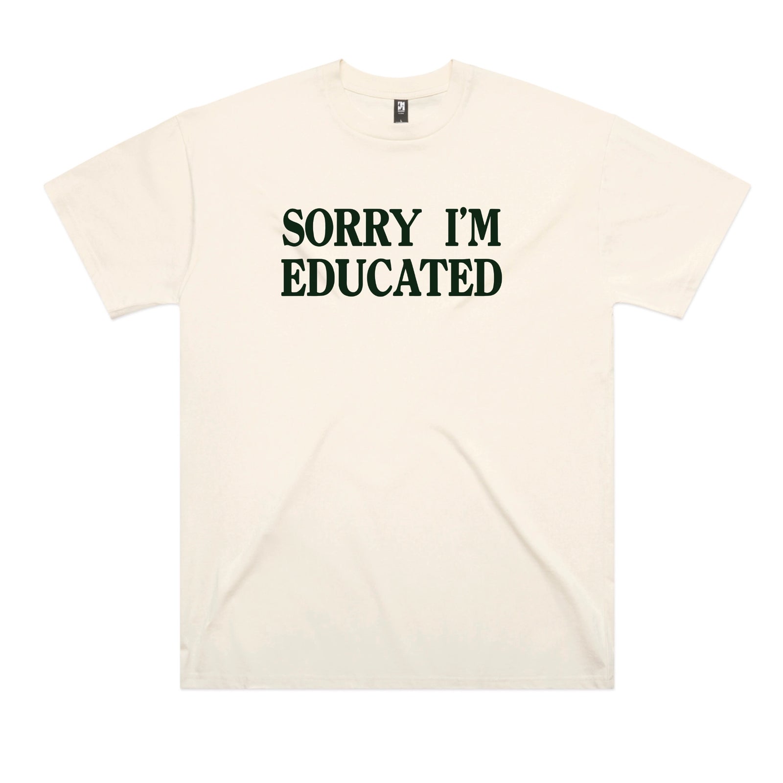 Ecru oversized t-shirt with Sorry I'm Educated graphic by Lonely Kids Club