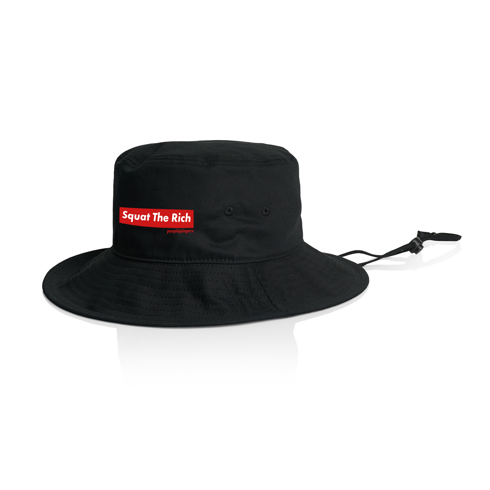 Black hat with Squat The Rich Sun Hat graphic by Lonely Kids Club