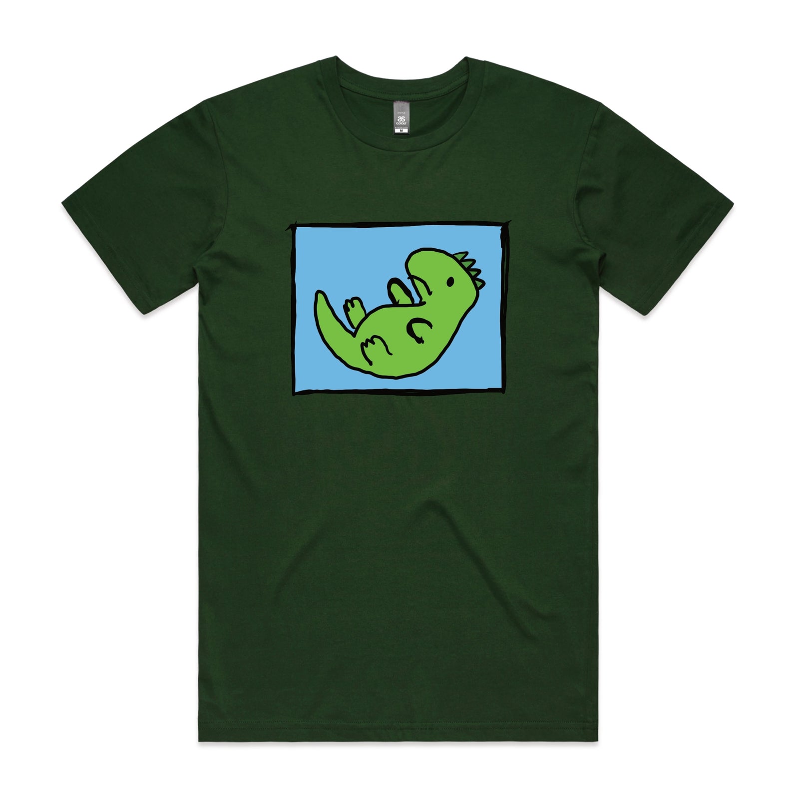 Forest Green unisex t-shirt with Tyrannosaurus Rekt graphic by Lonely Kids Club