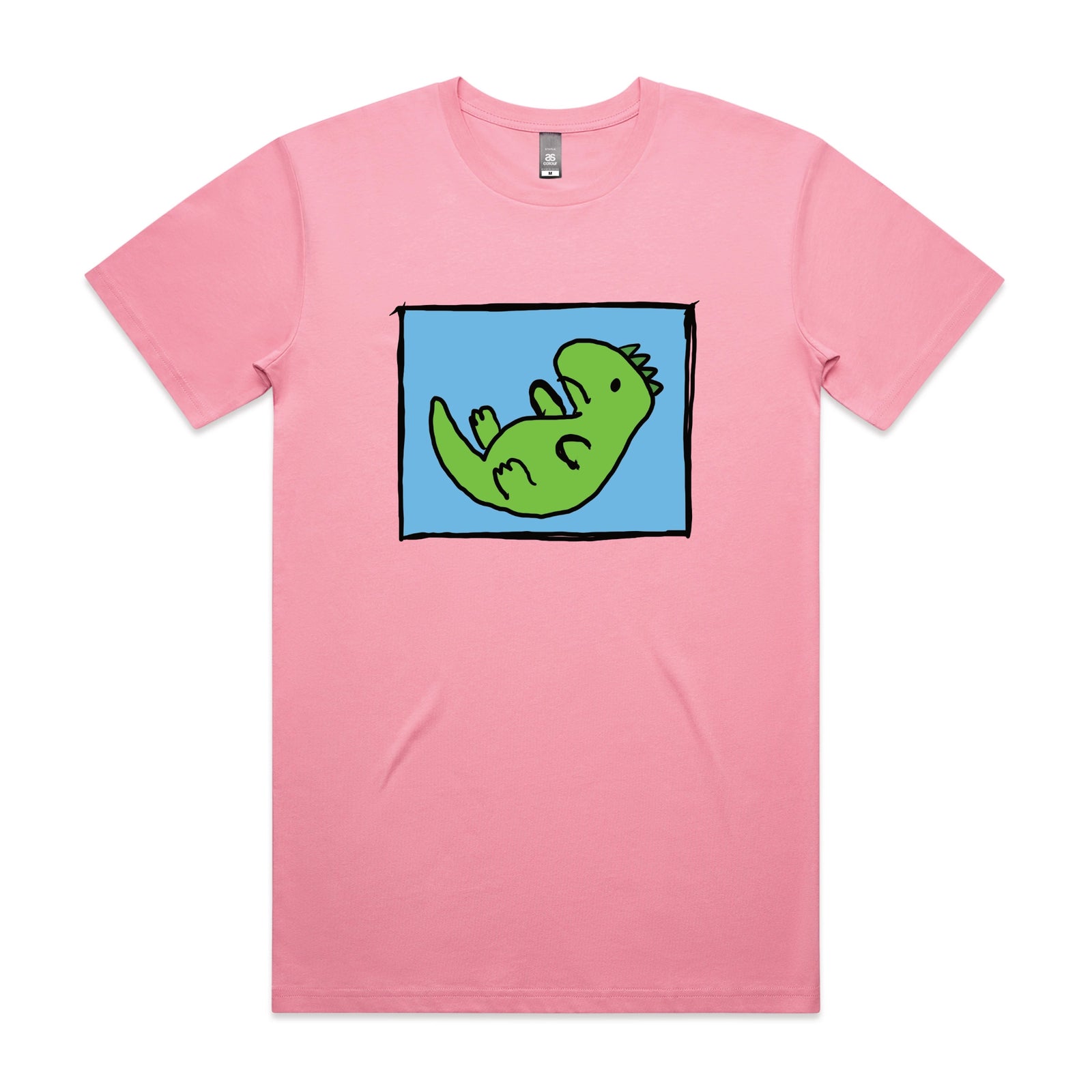 Bubblegum unisex t-shirt with Tyrannosaurus Rekt graphic by Lonely Kids Club
