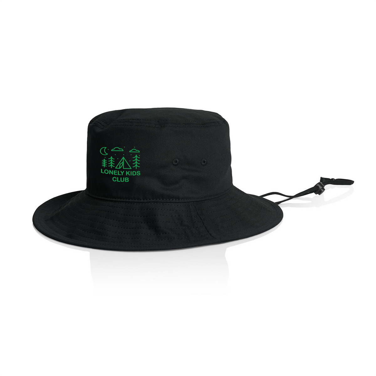 Black hat with Tent Sun Hat graphic by Lonely Kids Club