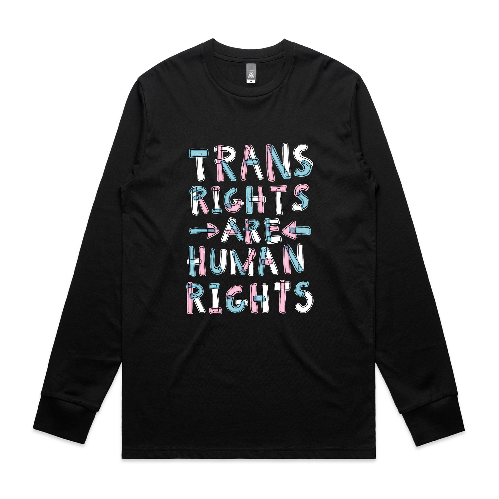 Trans rights are human rights shirt by Lonely Kids Club. Printed in Sydney on premium 100% cotton T-shirts.