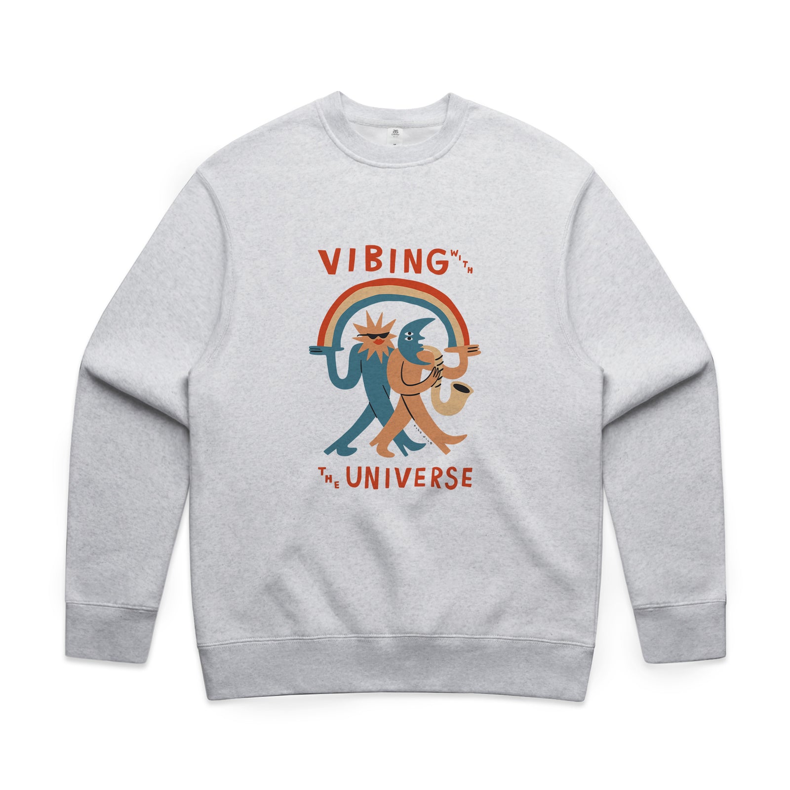 White Marle oversized jumper with Vibing With The Universe Jumper graphic by Lonely Kids Club