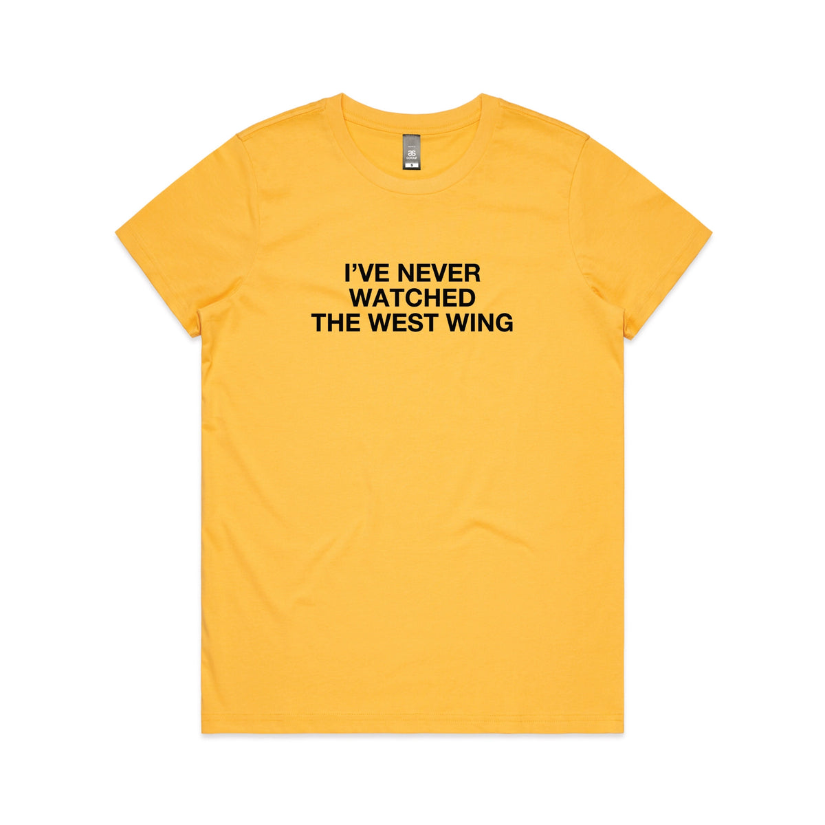 Yelllow t-shirt with The West Wing TV design from Lonely Kids Club