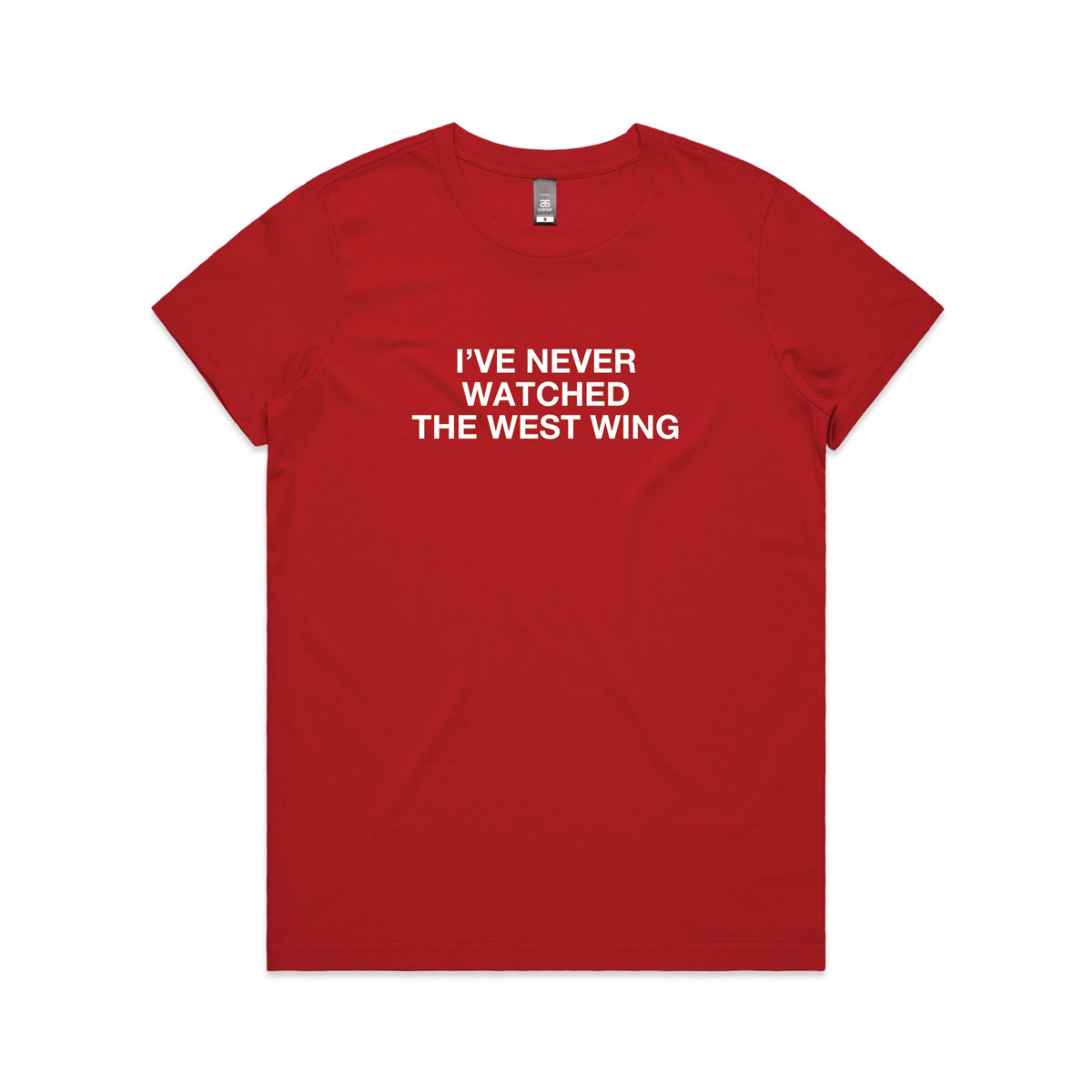Red t-shirt with The West Wing TV design from Lonely Kids Club