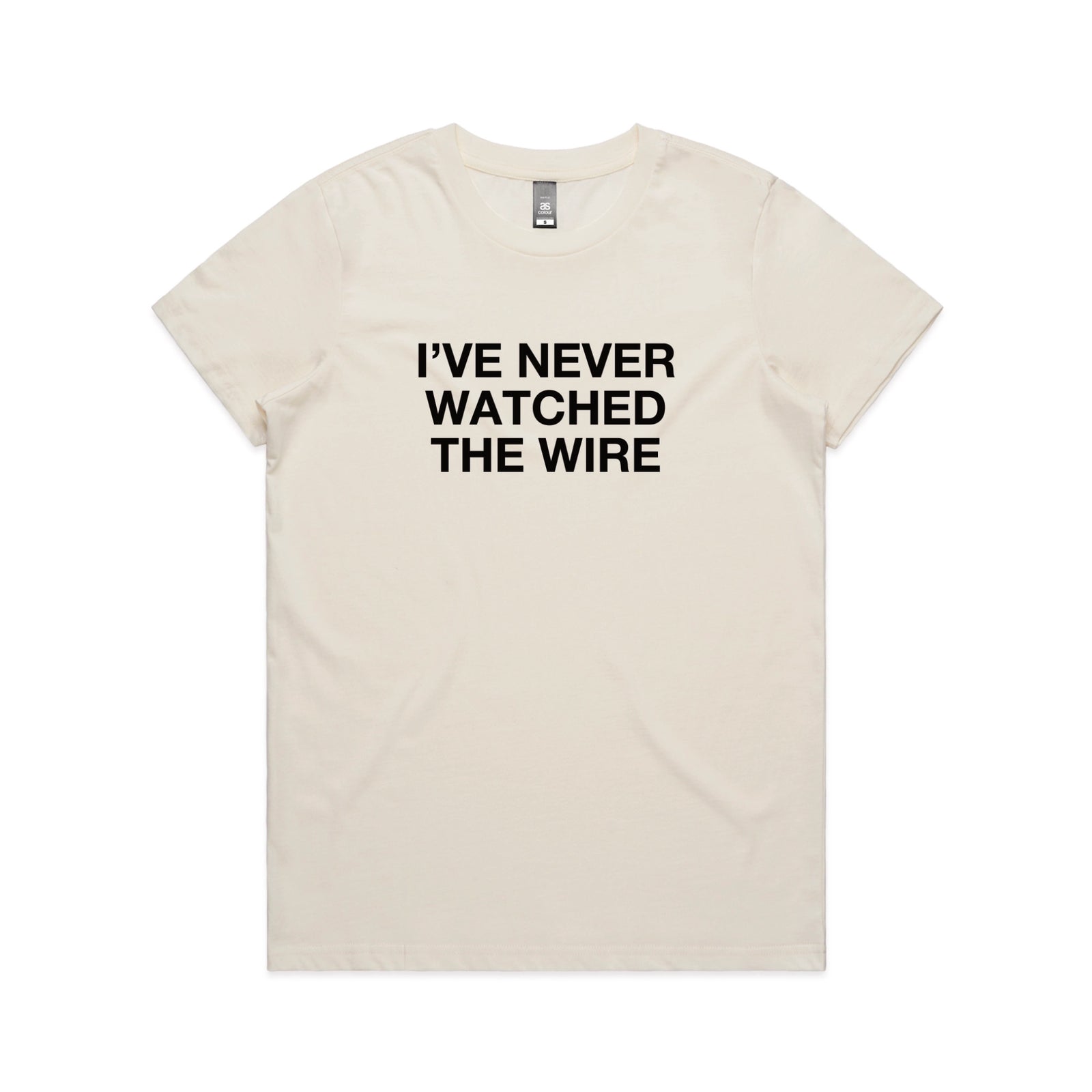 Ecru fitted womens t-shirt with The Wire TV graphic by Lonely Kids Club