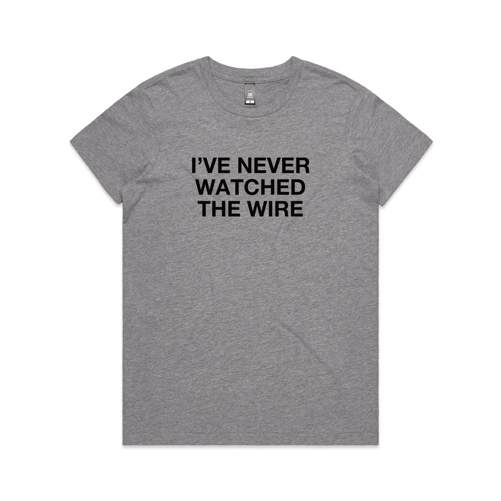 Grey Marle fitted womens t-shirt with The Wire TV graphic by Lonely Kids Club