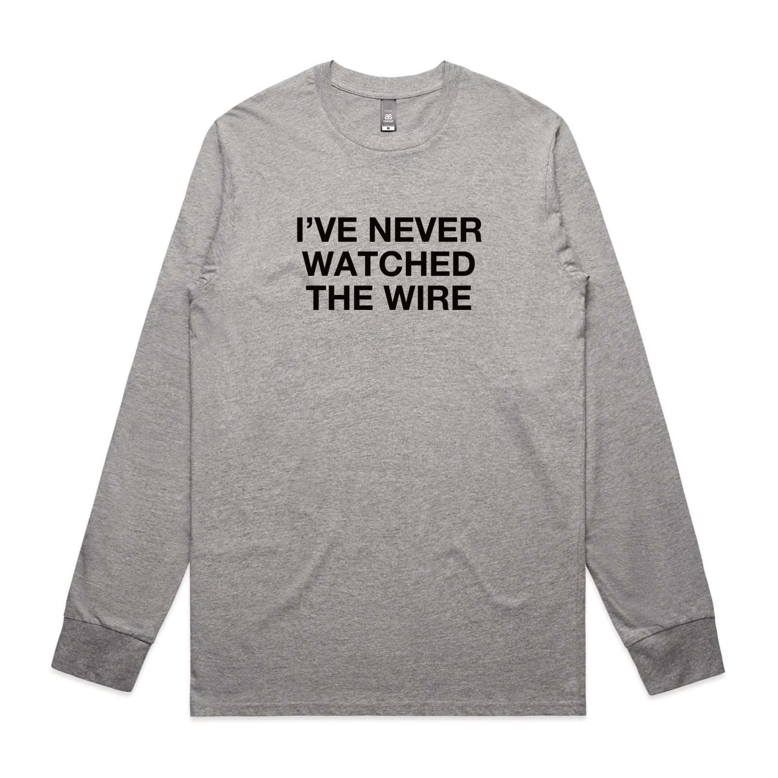 Grey Marle long sleeve t-shirt with The Wire TV graphic by Lonely Kids Club
