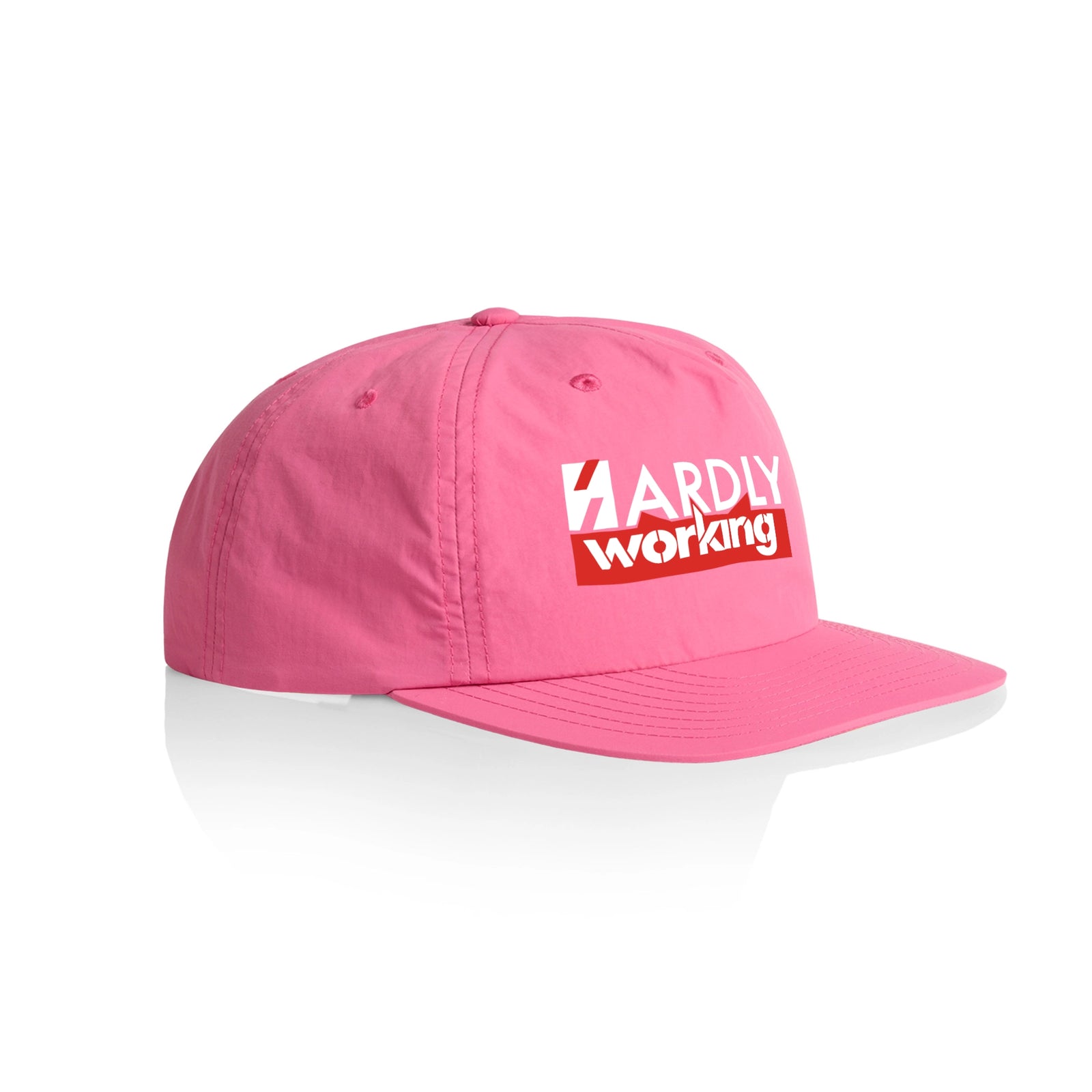 Bubblegum active cap with Hardly Working Hat graphic by Lonely Kids Club