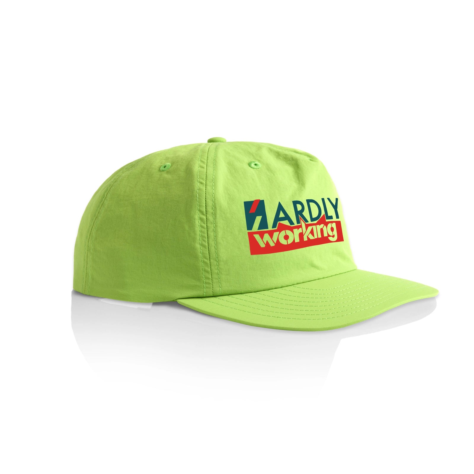 Lime active cap with Hardly Working Hat graphic by Lonely Kids Club