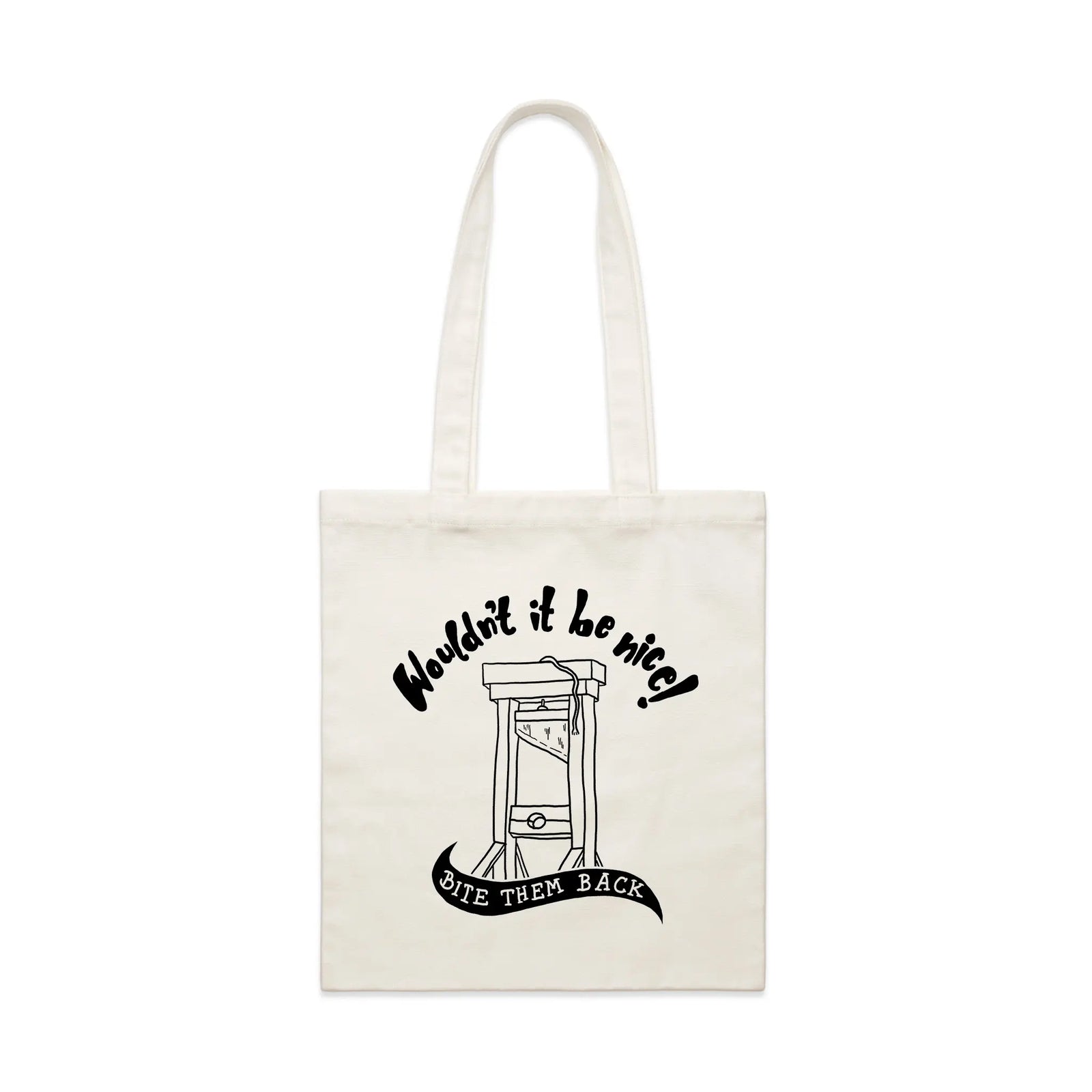 Cream parcel tote with Wouldn't It Be Nice Tote graphic by Lonely Kids Club