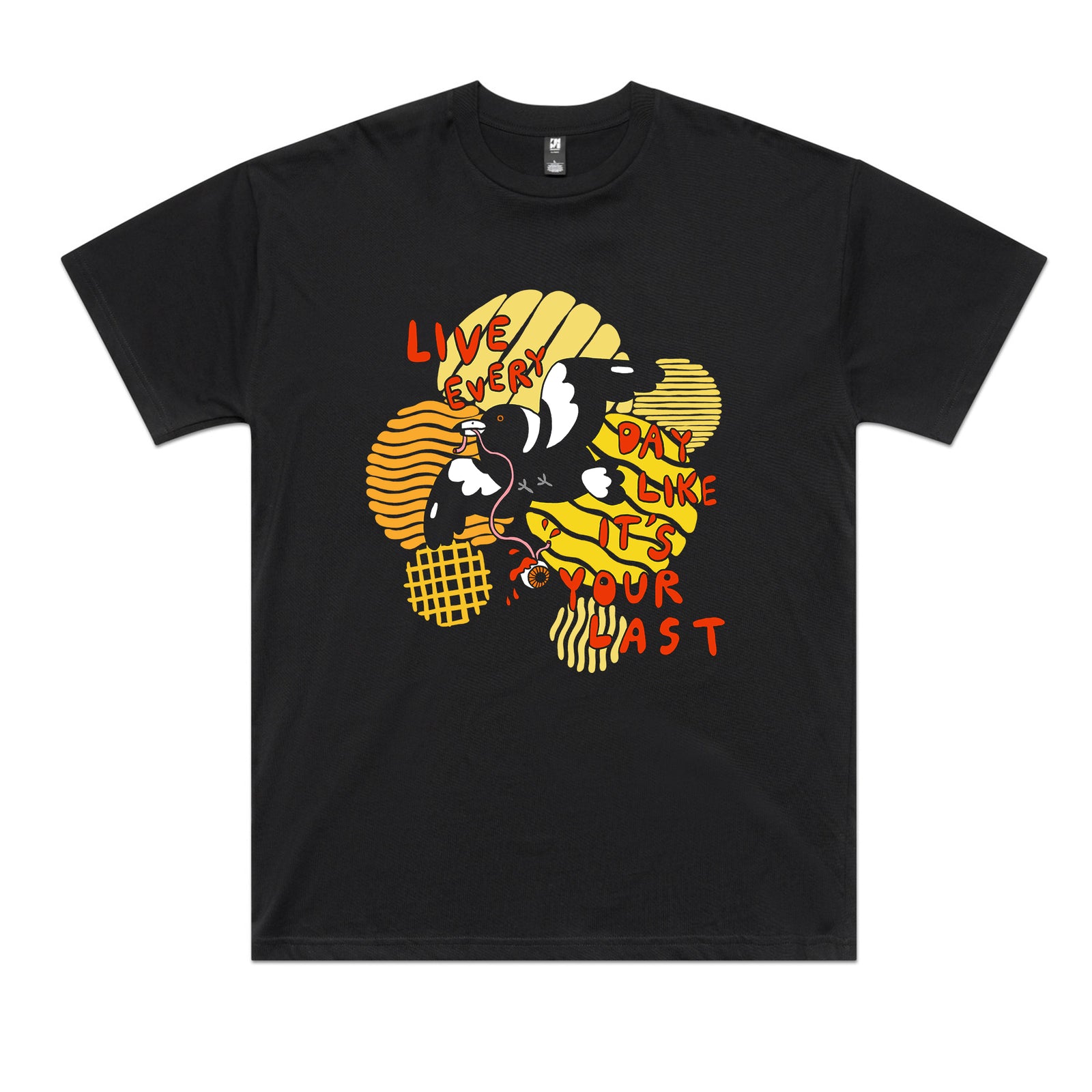 Black oversized t-shirt with Your Last Day graphic by Lonely Kids Club